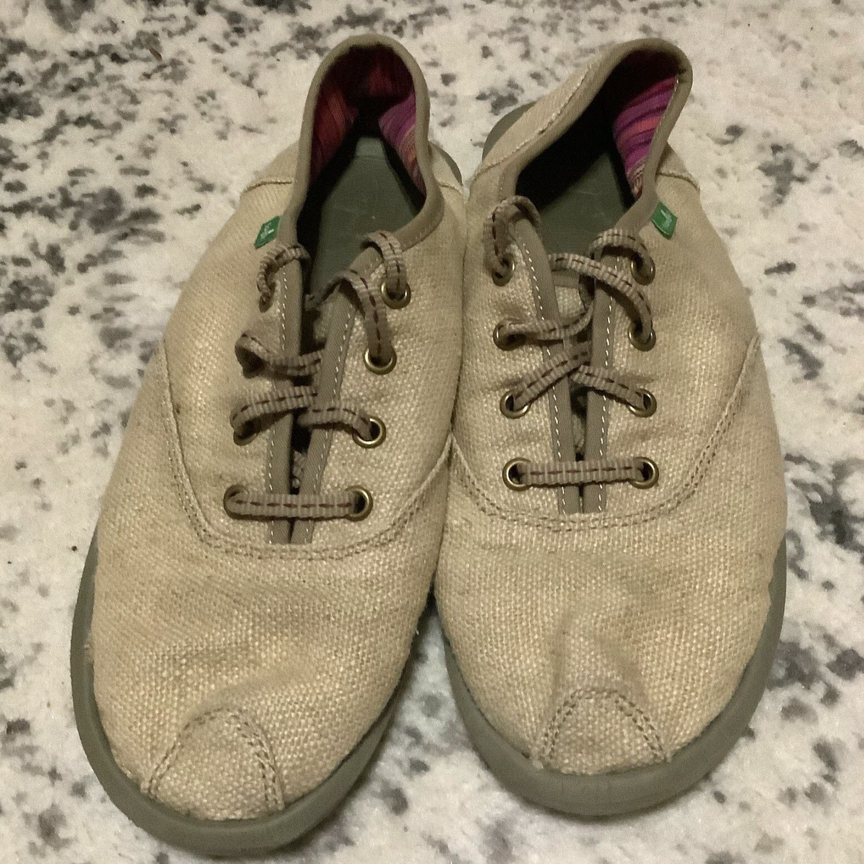 Sanuk Sanuk Casual Sneaker Tie Shoe Sz 10 Women's Beige Canvas Low Top Flat Lace Up Lake Shoes Size L / US 10 / IT 46 - 3 Thumbnail