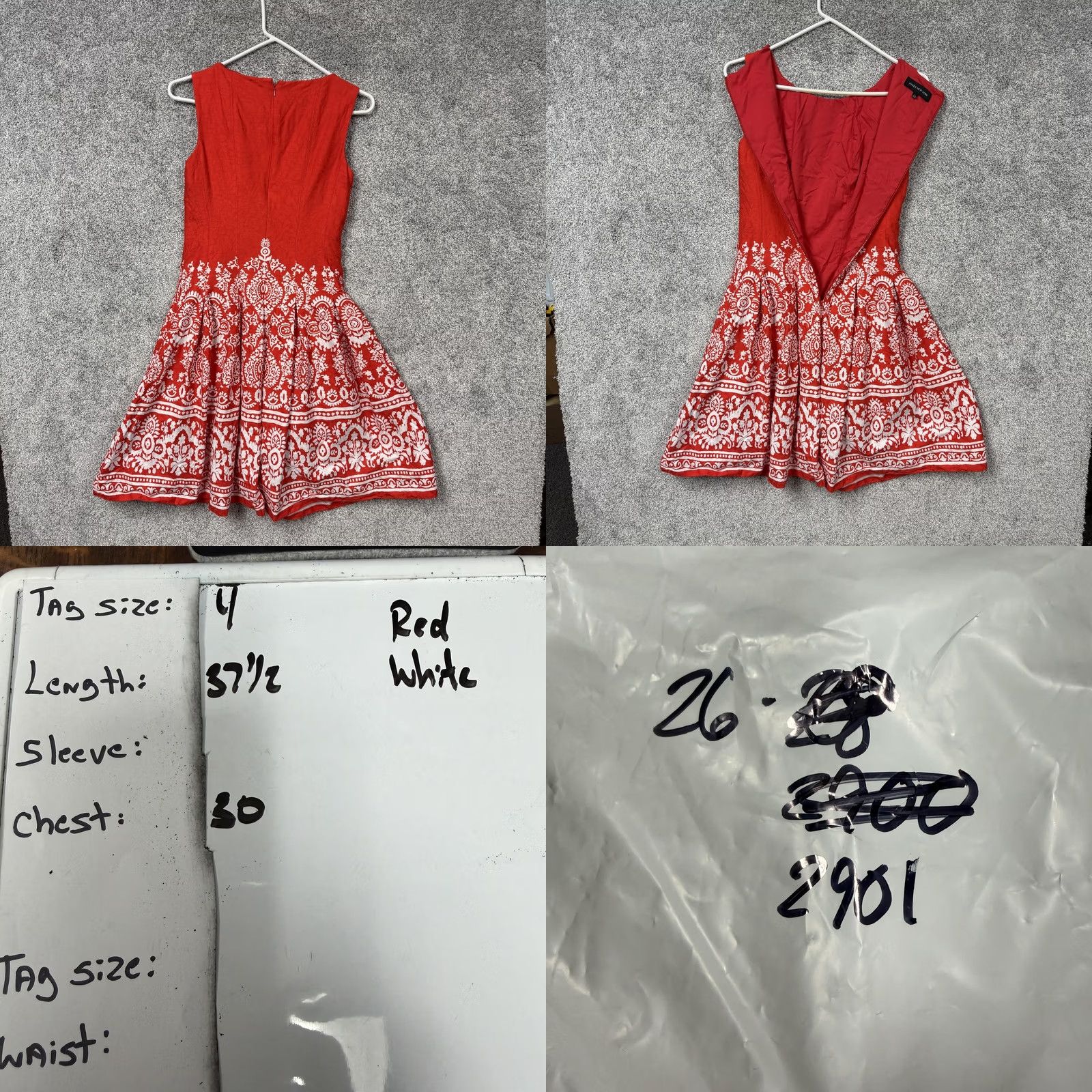 Jones New York Jones New York Dress Sleeveless Fit & Flare Jacquard Red Floral Knee Length Women 4 Garden Boho Party/Cocktail Summer Size S / US 4 / IT 40 - 8 Thumbnail