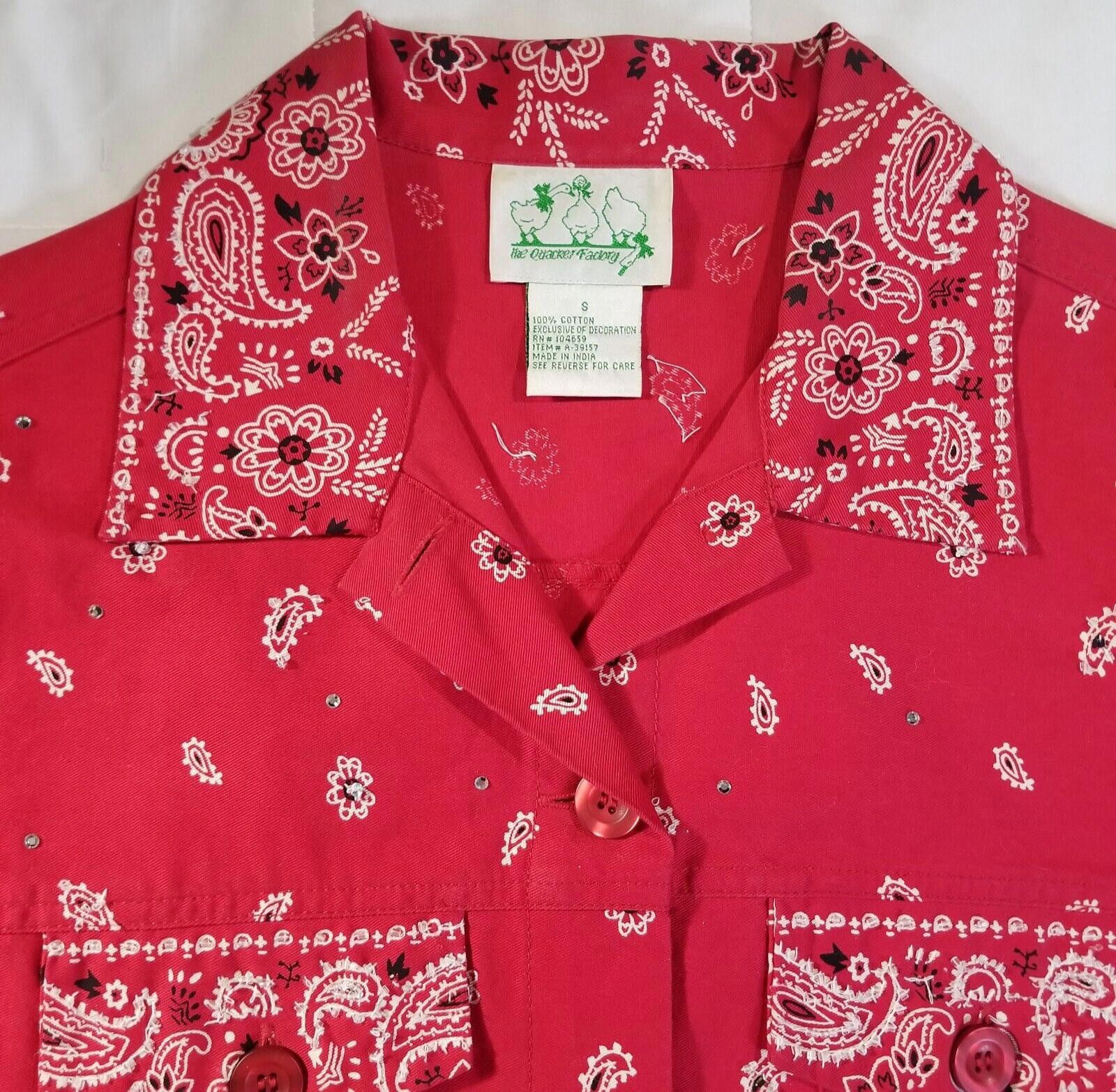 Other The Quacker Factory Red Shirt w/ Paisley/Rhinestones Size 8 Size M / US 6-8 / IT 42-44 - 4 Thumbnail