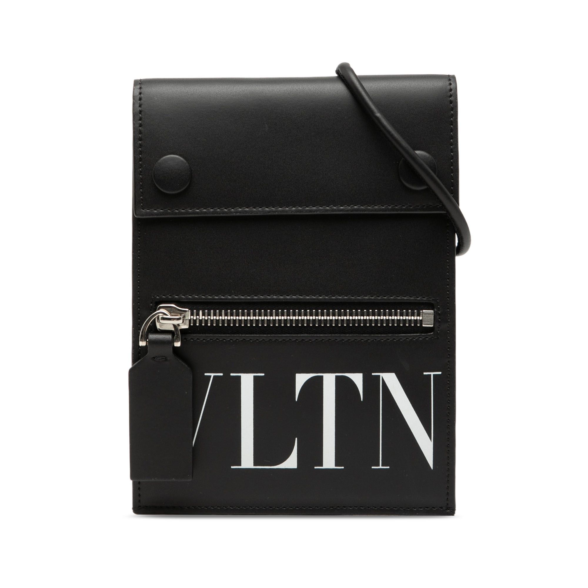 Valentino Leather Vltn Phone Case With Strap in Black, Women's