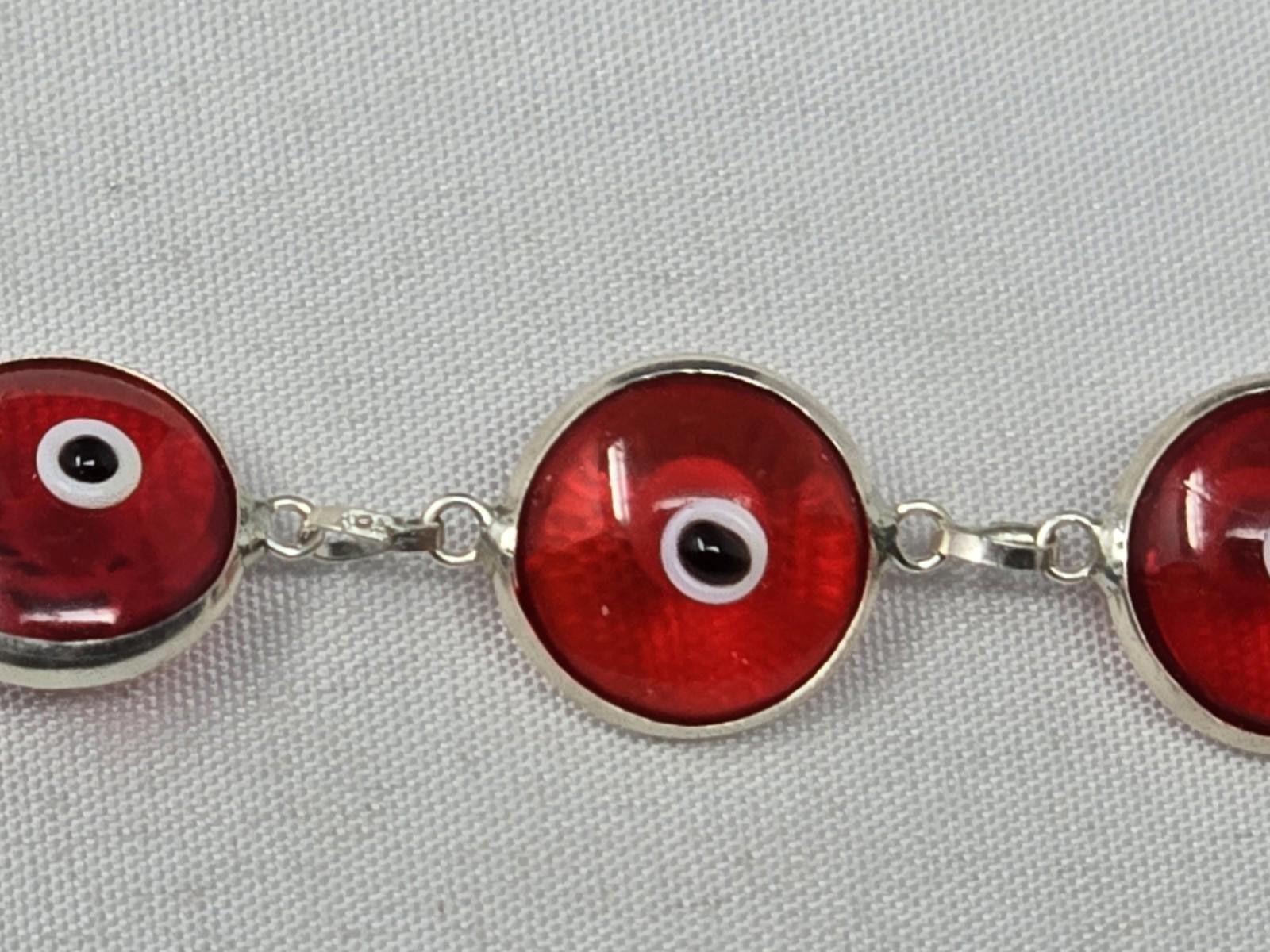 Other Sterling Silver Red Evil Eye Glass Bead Bracelet Size ONE SIZE - 4 Thumbnail