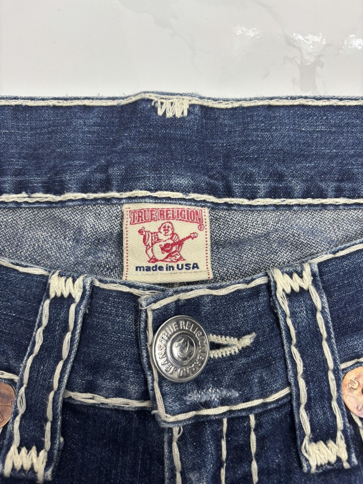 True Religion FLARE JEANS TRUE RELIGION JOEY SUPER T DISTRESSED DENIM JEAN Size US 34 / EU 50 - 9 Thumbnail