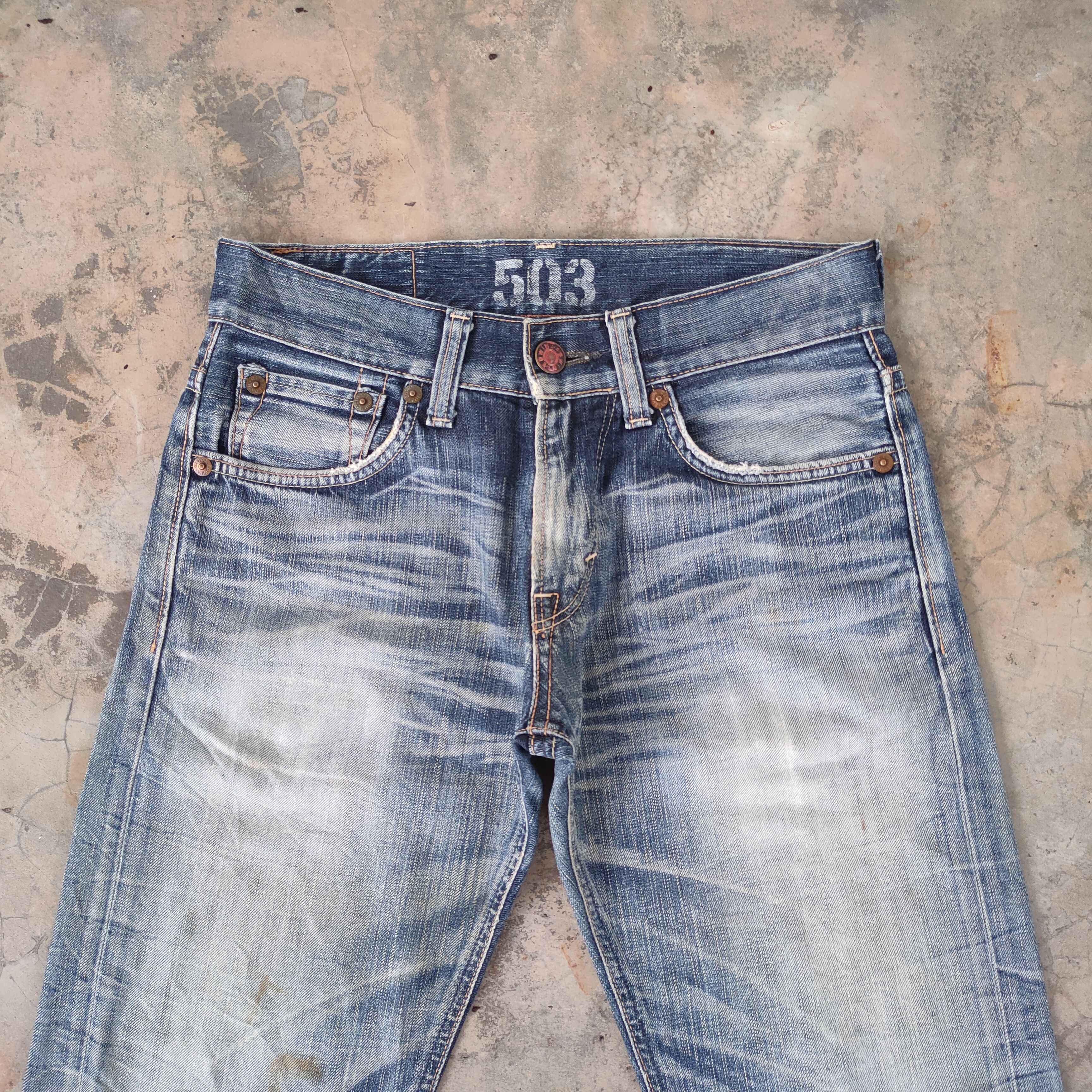 Edwin VINTAGE EDWIN BLUE TRIP FADED RIPPED JEANS DENIM PANTS Size US 30 / EU 46 - 3 Thumbnail