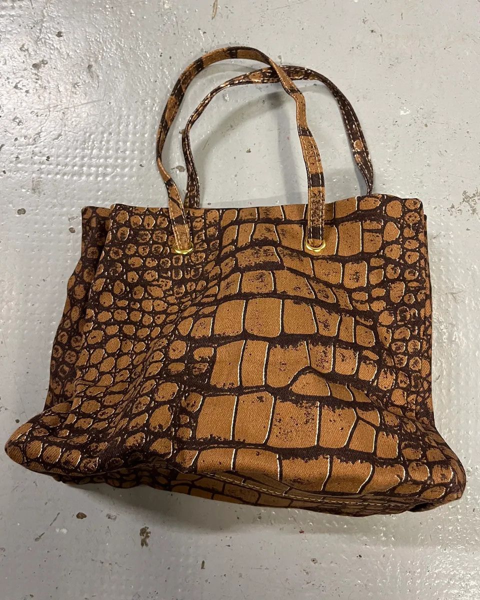 Roberto Cavalli Roberto Cavalli Tan Jacquard Crocodile Print Handle Bag Size ONE SIZE - 6 Thumbnail