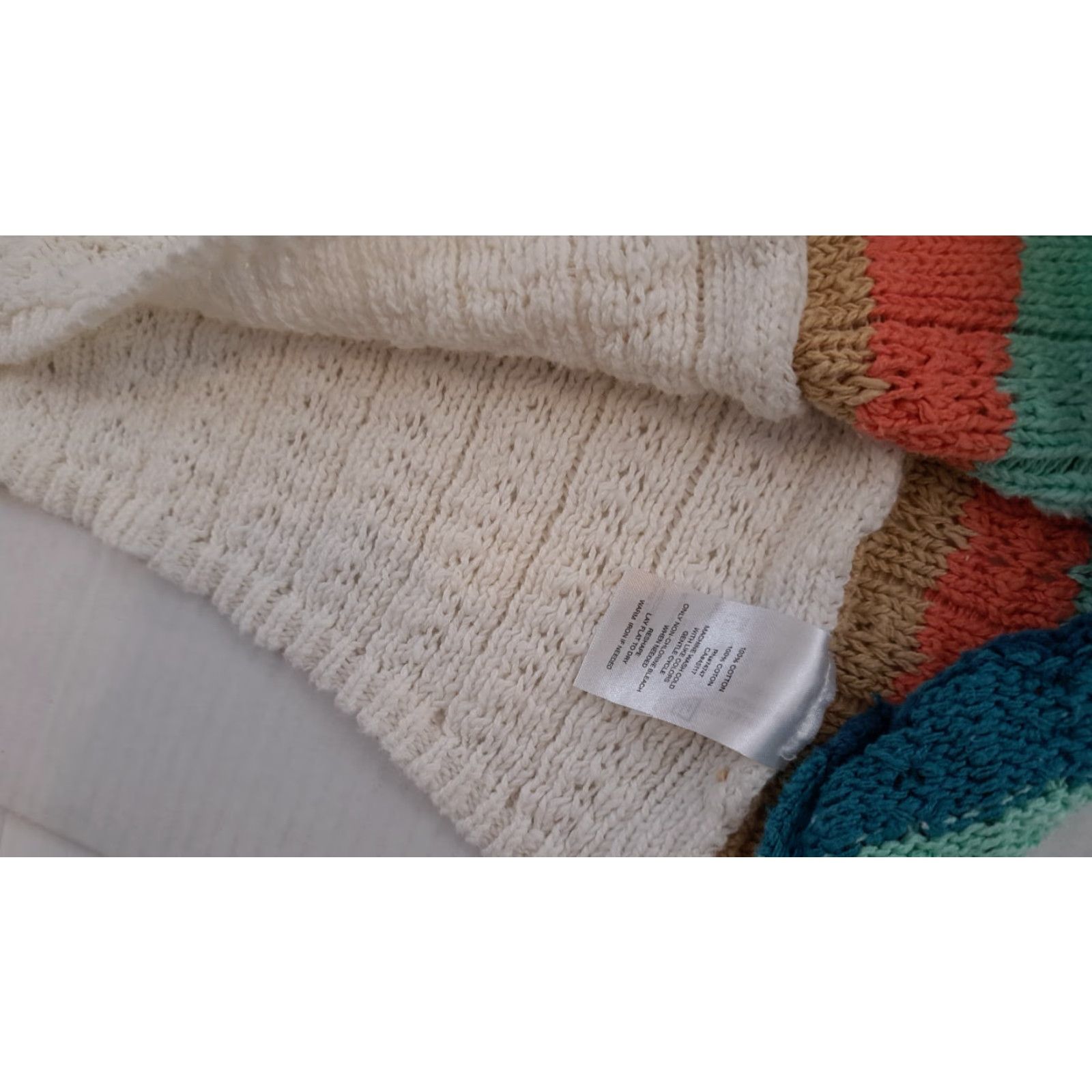 Vintage VINTAGE Natural Reflections Hooded Beach Stripe Crochet Knit Sweater White L Womens Size L / US 10 / IT 46 - 4 Thumbnail