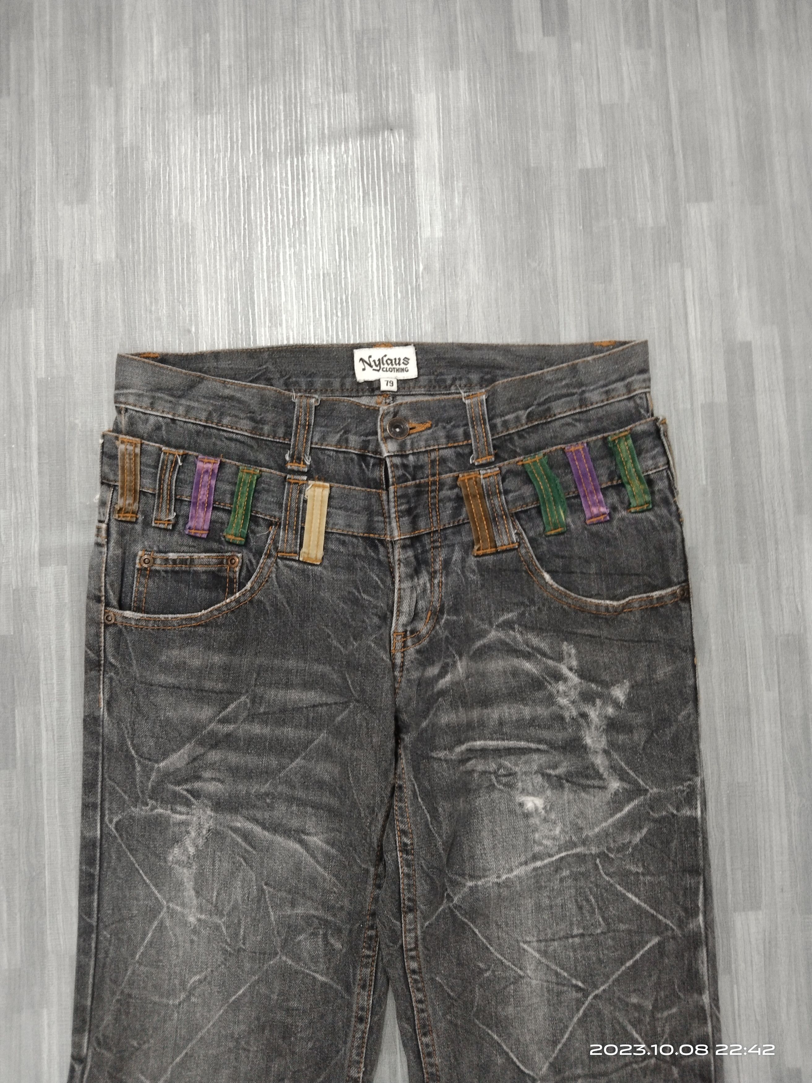 Japanese Brand SICK DOUBLE WAIST NYLAUS CLOTHING DENIM PANTS Size US 30 / EU 46 - 4 Thumbnail