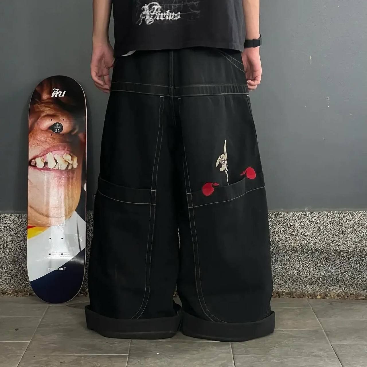 Vintage American print wide leg jeans Size US 34 / EU 50 - 1 Thumbnail
