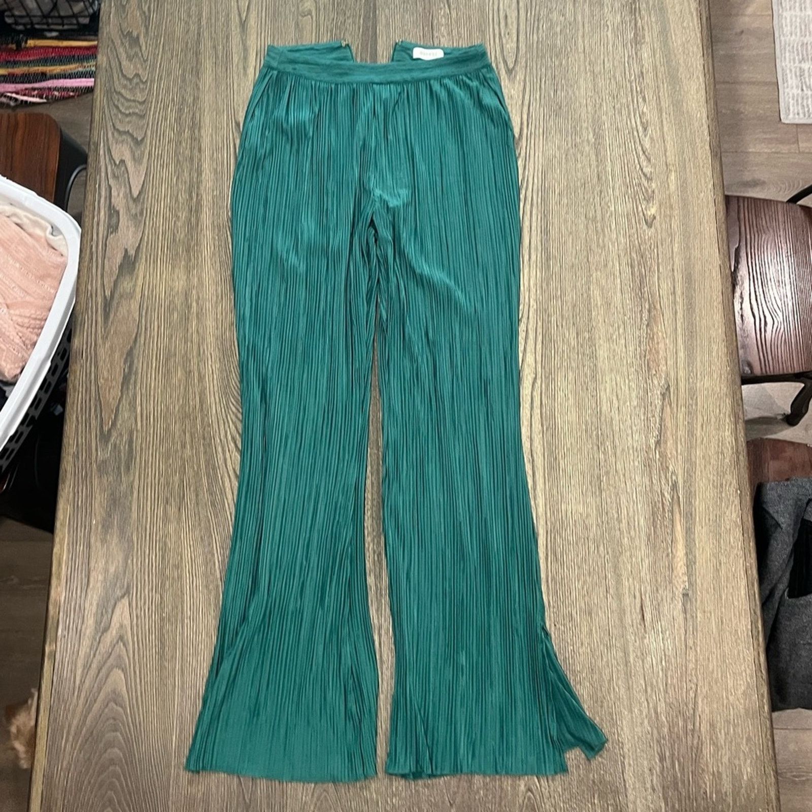 Vintage Meshki Womens Flare Pants Crinkle Pleated Slit Hem Size XS Size 24" / US 00 / IT 34 - 1 Thumbnail