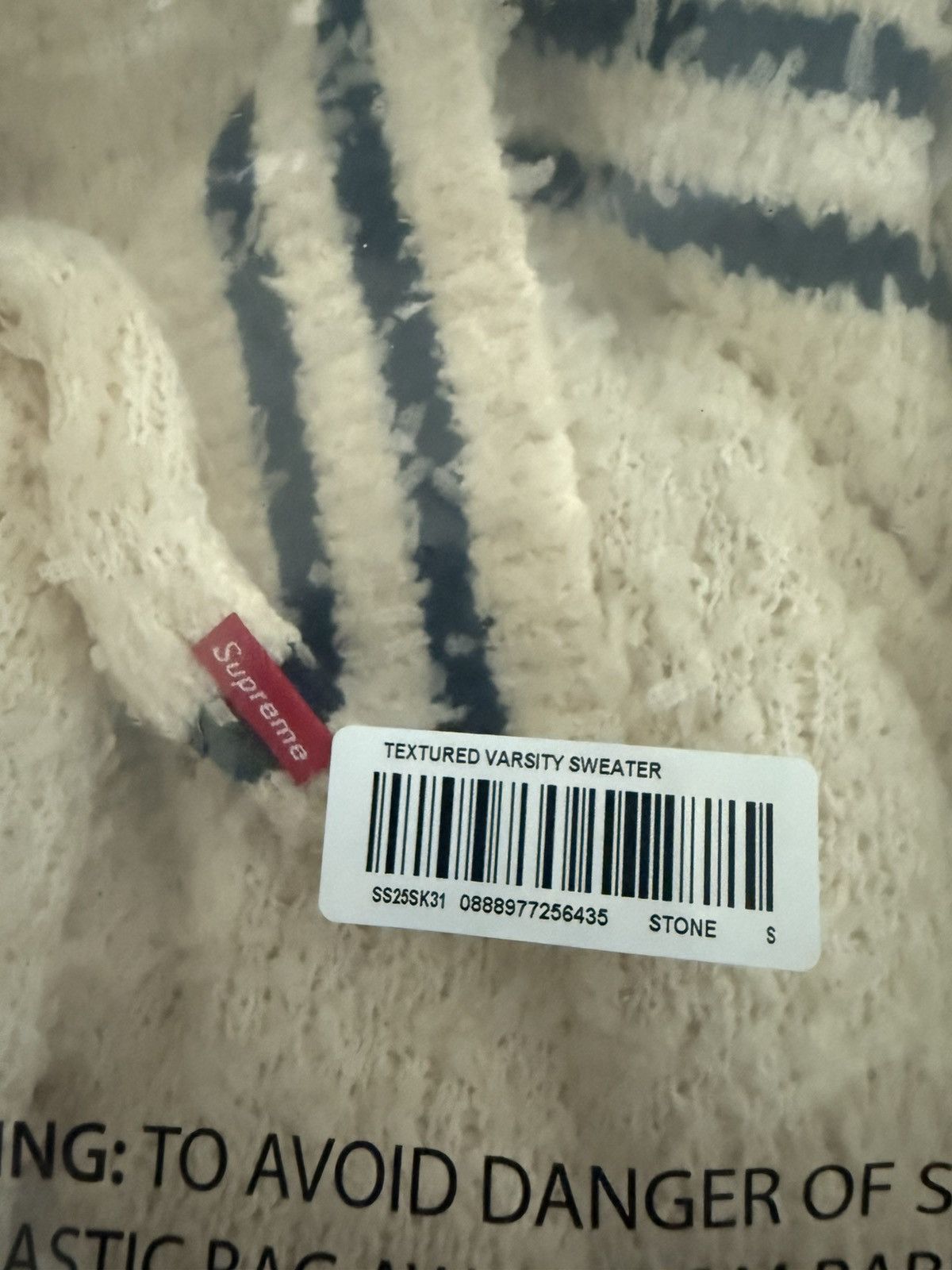 Supreme Supreme Textured Varsity Arc Sweater Stone Size US S / EU 44-46 / 1 - 3 Thumbnail