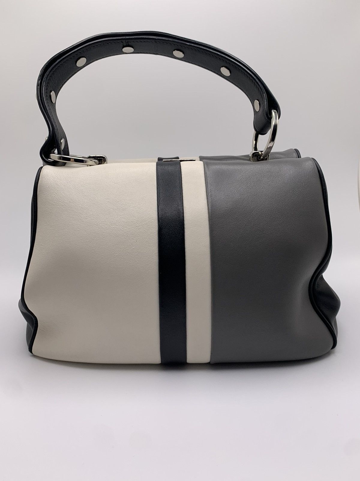 image of Prada Baiadera Frame Bag in Grey, Women's