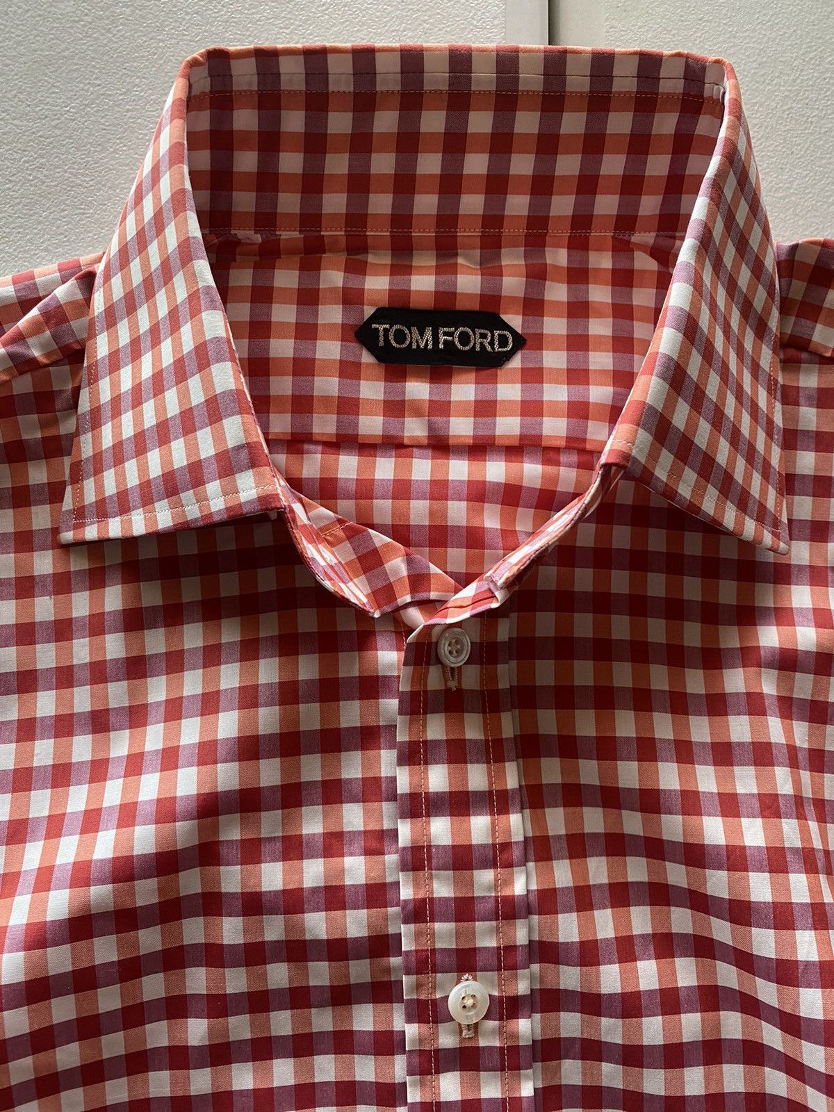 Tom Ford Tom Ford strawberry gingham check shirt 17 43e NWOT Size US L / EU 52-54 / 3 - 8 Thumbnail