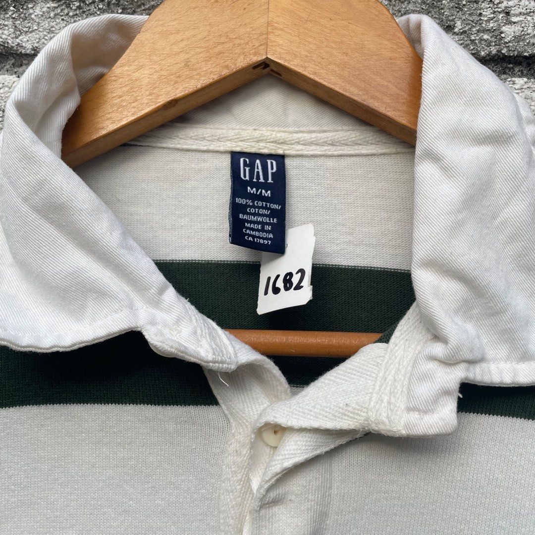 Gap Size M GAP LS Rugby Shirt in Green / White Pit 21.5 Size US M / EU 48-50 / 2 - 6 Thumbnail