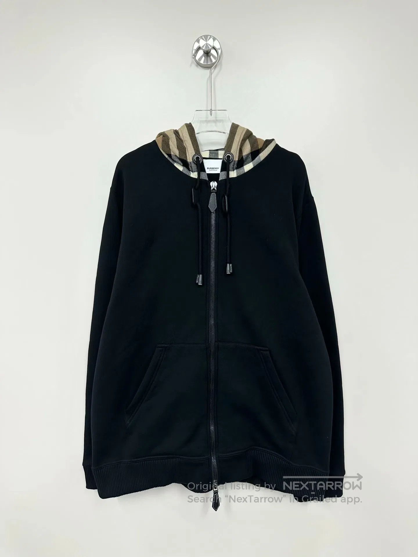 Burberry Burberry Black Zipper Plaid Hooded Sweatshirt Jacket| Size L / US 10 / IT 46 - 1 Thumbnail