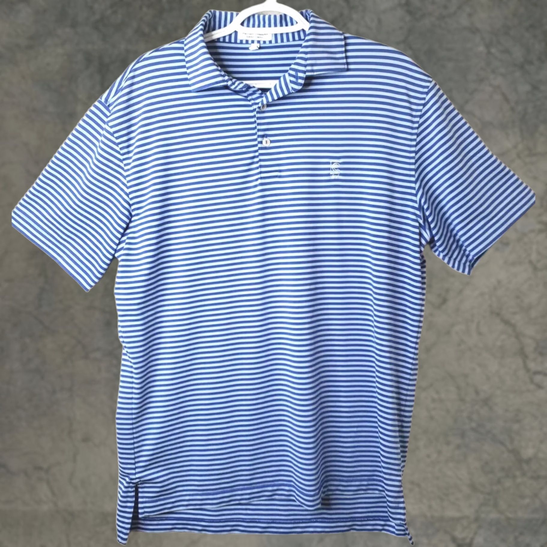 Peter Millar Golf Polo Shirt Men's Medium Two-tone Blue Striped Short Sleeve