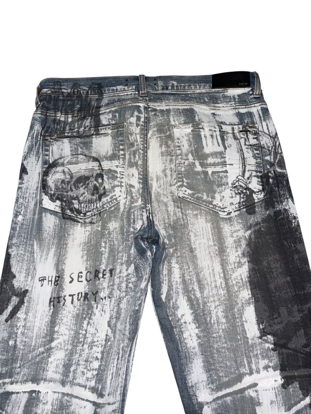 Amiri × Wes Lang 36 Amiri Wes Lang Sketch Jeans Painted graphic logo skeleton Size US 36 / EU 52 - 6 Thumbnail