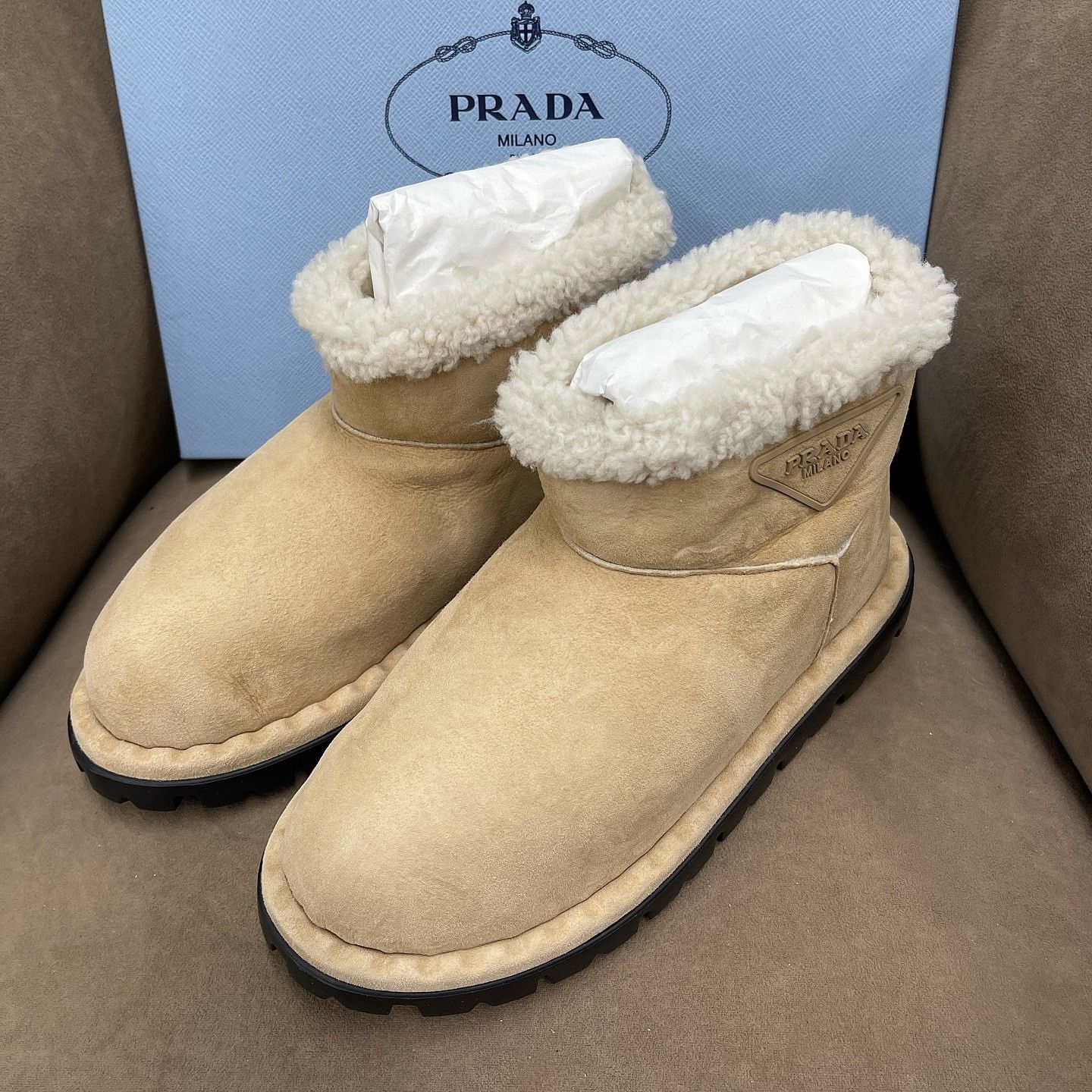 Prada Prada Shearling Ankle Boots Size 36.5 Size US 6.5 / IT 36.5 - 1 Thumbnail