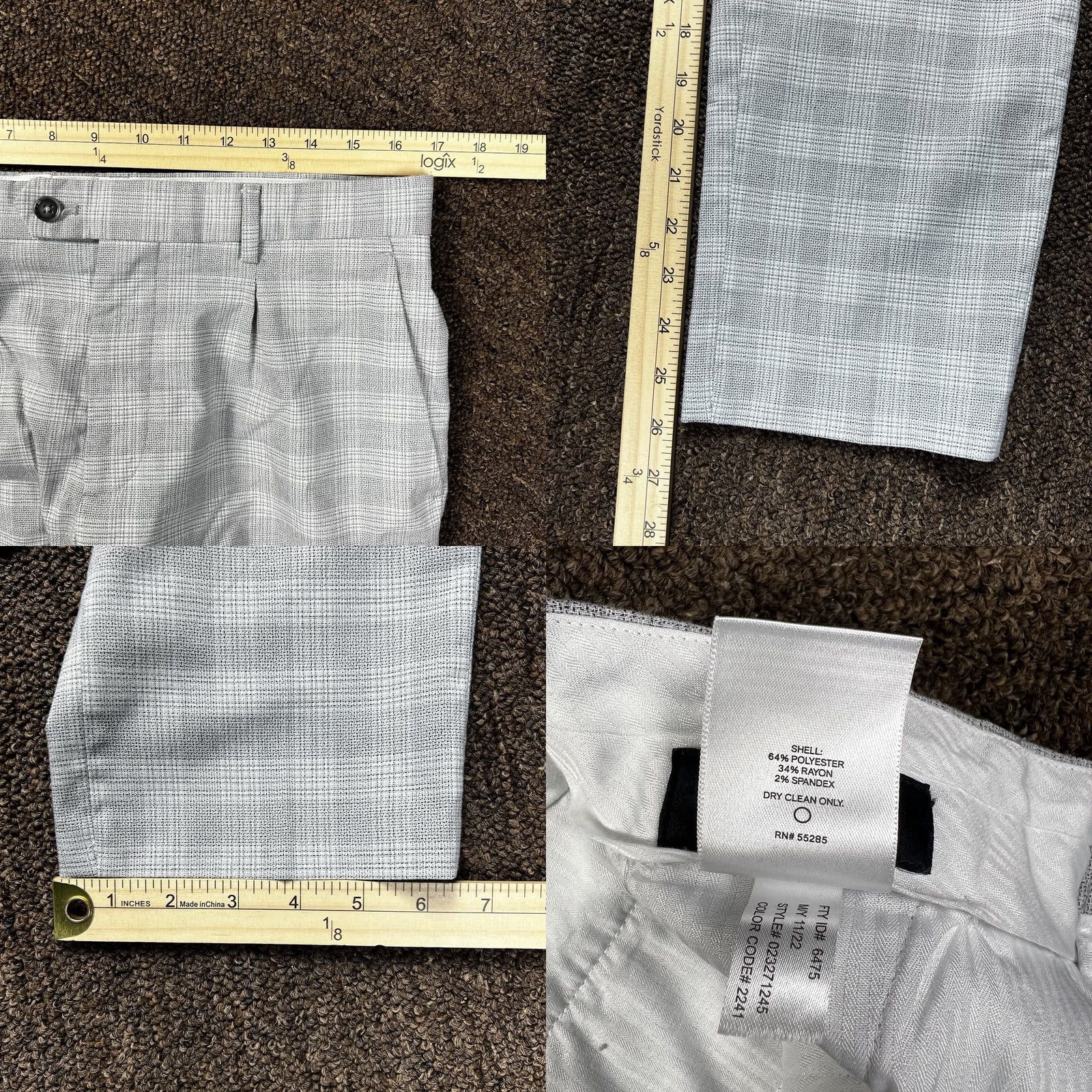 Express Express Dress Pants Mens 34 X 26 Producer Straight Leg Gray Plaid Flat Front Pants Size US 34 / EU 50 - 8 Thumbnail