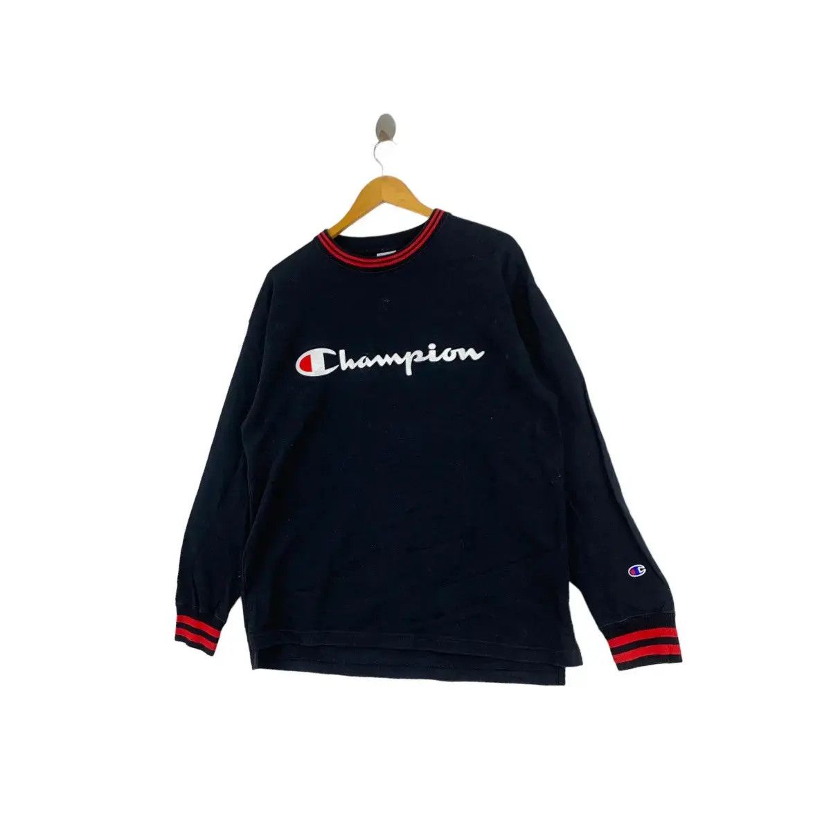 Champion Vintage CHAMPION USA Script Big Brand Print Black Sweatshirt Size US L / EU 52-54 / 3 - 4 Thumbnail