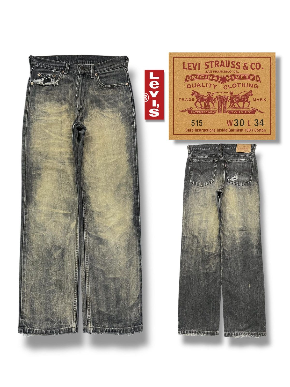 Levi's Vintage 90s Levi’s 515 - Black Mud Wash Denim Size US 29 - 1 Thumbnail