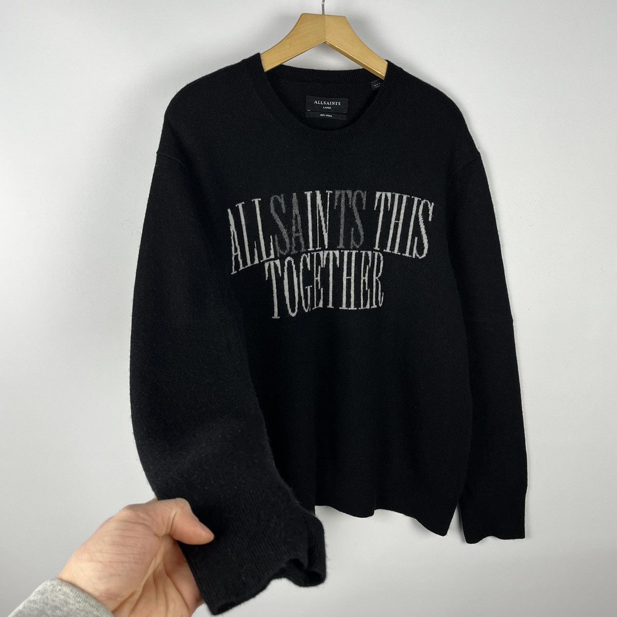 Allsaints Designer Allsaints together wool big logo sweater Size US L / EU 52-54 / 3 - 6 Thumbnail