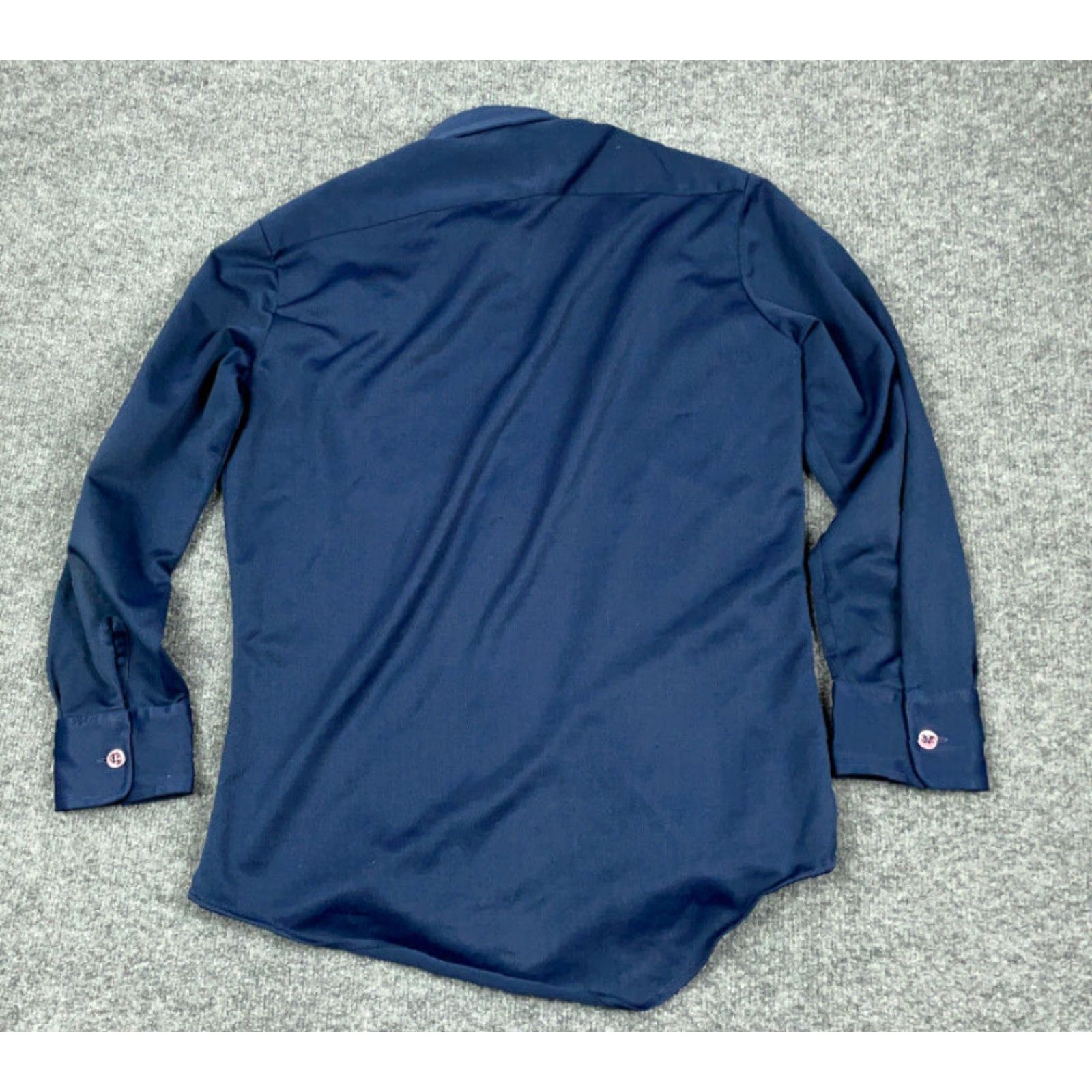 Vintage VINTAGE 80s Mod Style Dark Blue Knit Button-Up Shirt Adult 15 / 33 K-mart Button-Front Solid Long Sleeve Collared Casual Mens Size US M / EU 48-50 / 2 - 2 Thumbnail