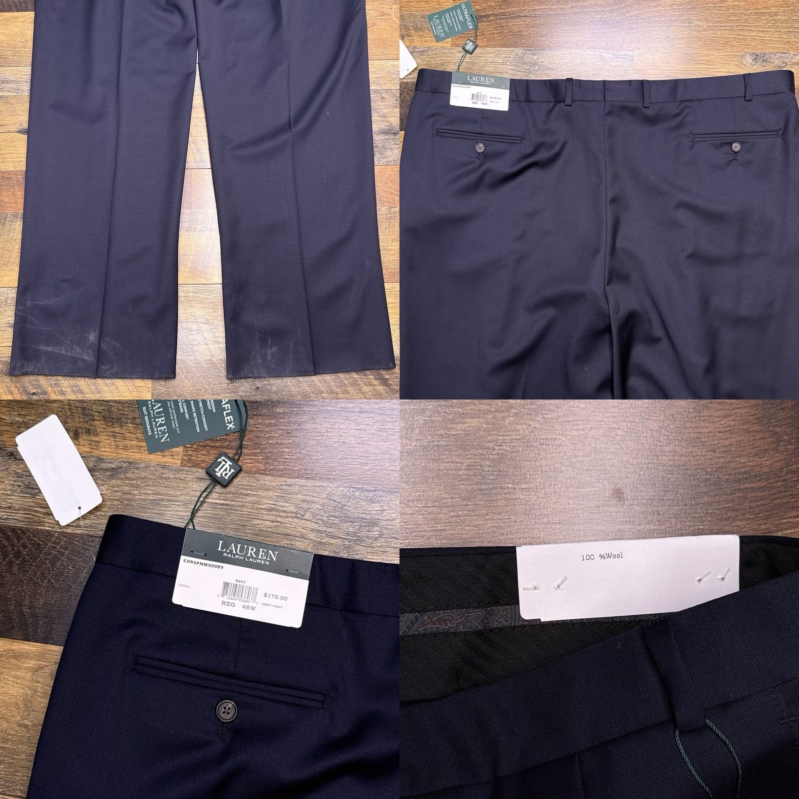 Ralph Lauren Lauren Ralph Lauren Mens 48W Navy Wool Dress Pants Suit Seperate Ultraflex New Size 48R - 8 Thumbnail