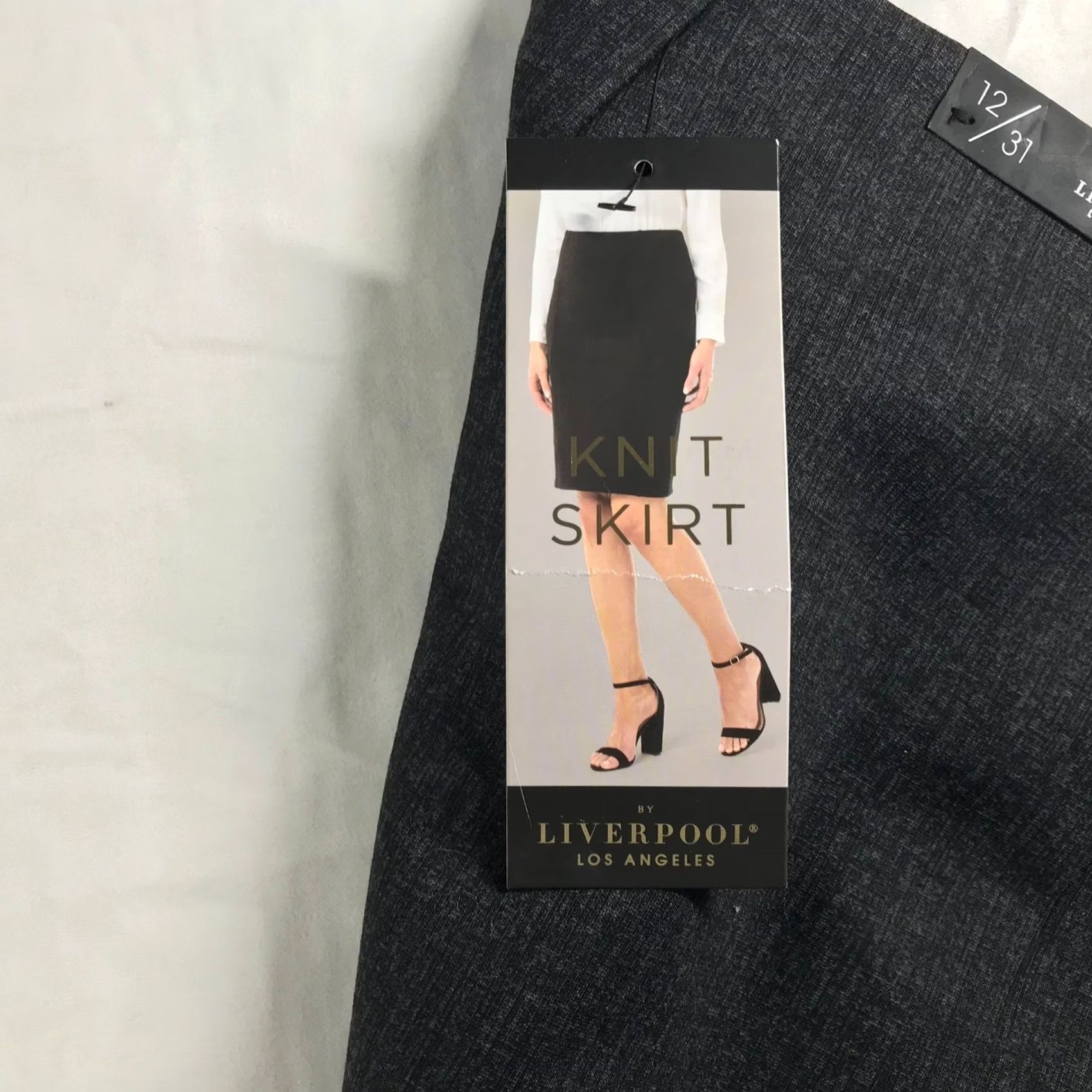 Vintage Liverpool Los Angeles Pencil Skirt High Waist Grey Tweed Knit Size 12 XM6023NF Size 34" / US 12 / IT 48 - 7 Thumbnail