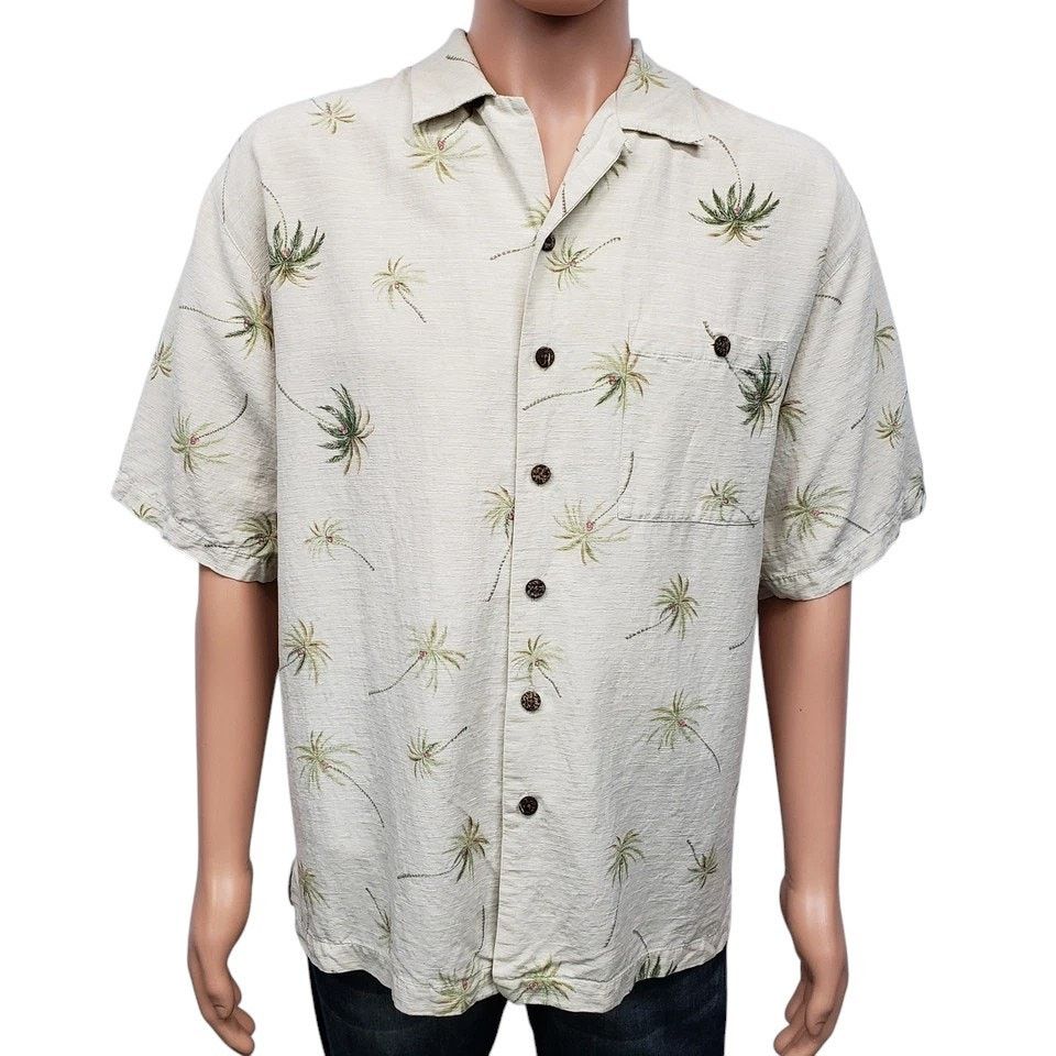 Other Luau Camp Shirt Hawaiian Silk Cotton Coconut Button Palms XL Size US XL / EU 56 / 4 - 2 Thumbnail