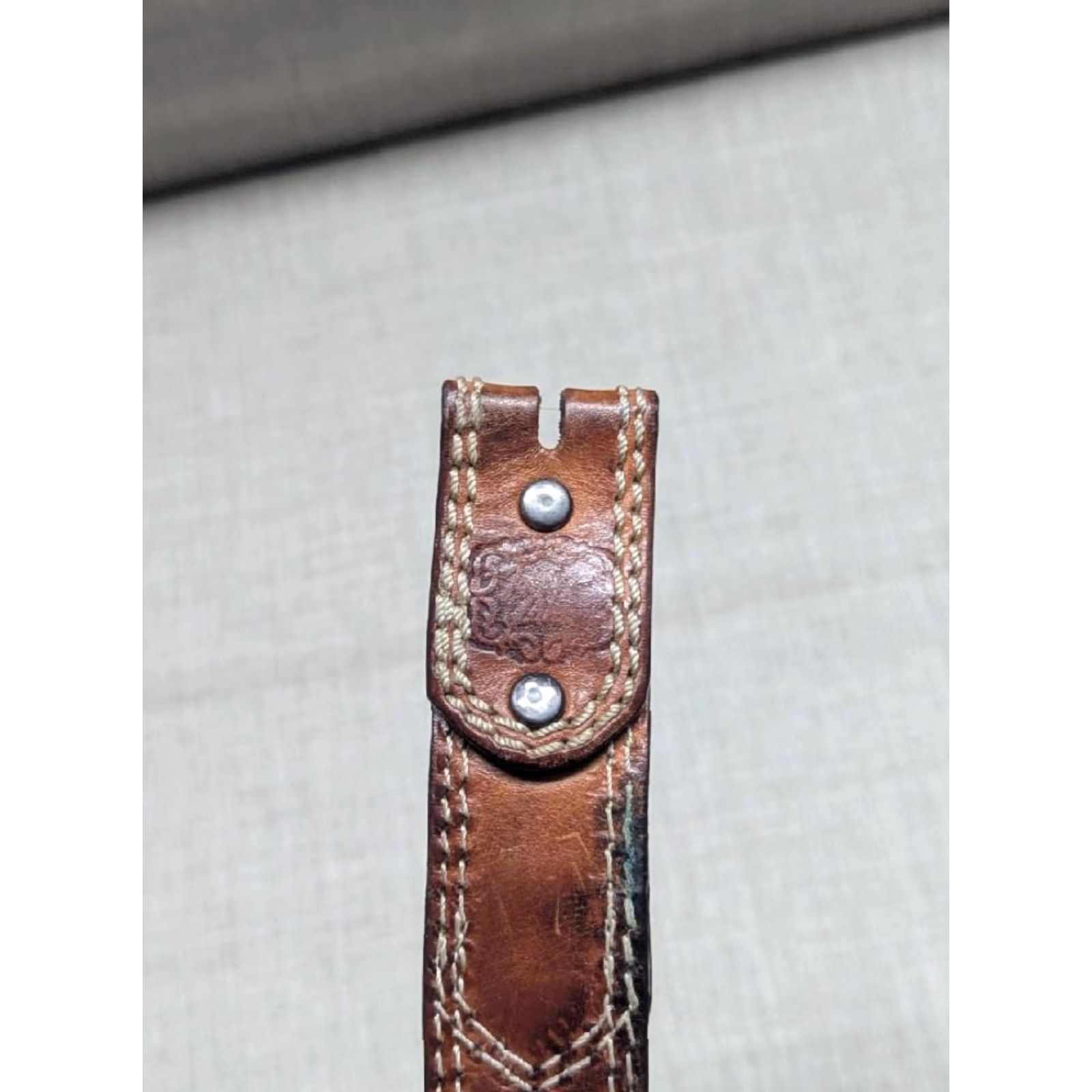Tony Lama TONY LAMA Belt 34 Cowhide Leather Stitched Brown Western Belt Men Size 34 - 4 Thumbnail