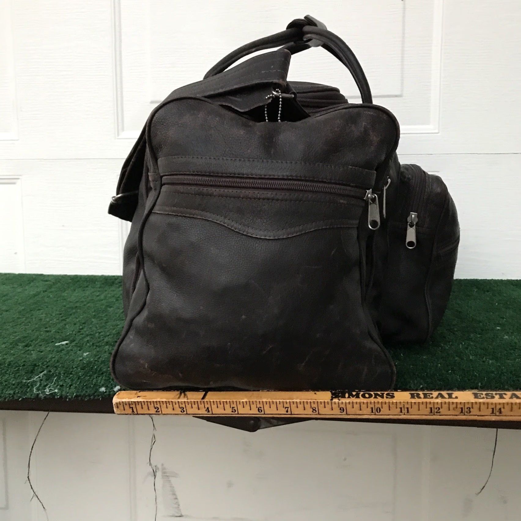 Vintage VINTAGE CCB Crafts of Brazil Leather Duffle Bag XL Travel Weekender Luggage - Brown, Dark, Unisex Adult, 23" L x 13" H x 11" W, Leather, Duffel Size ONE SIZE - 3 Thumbnail