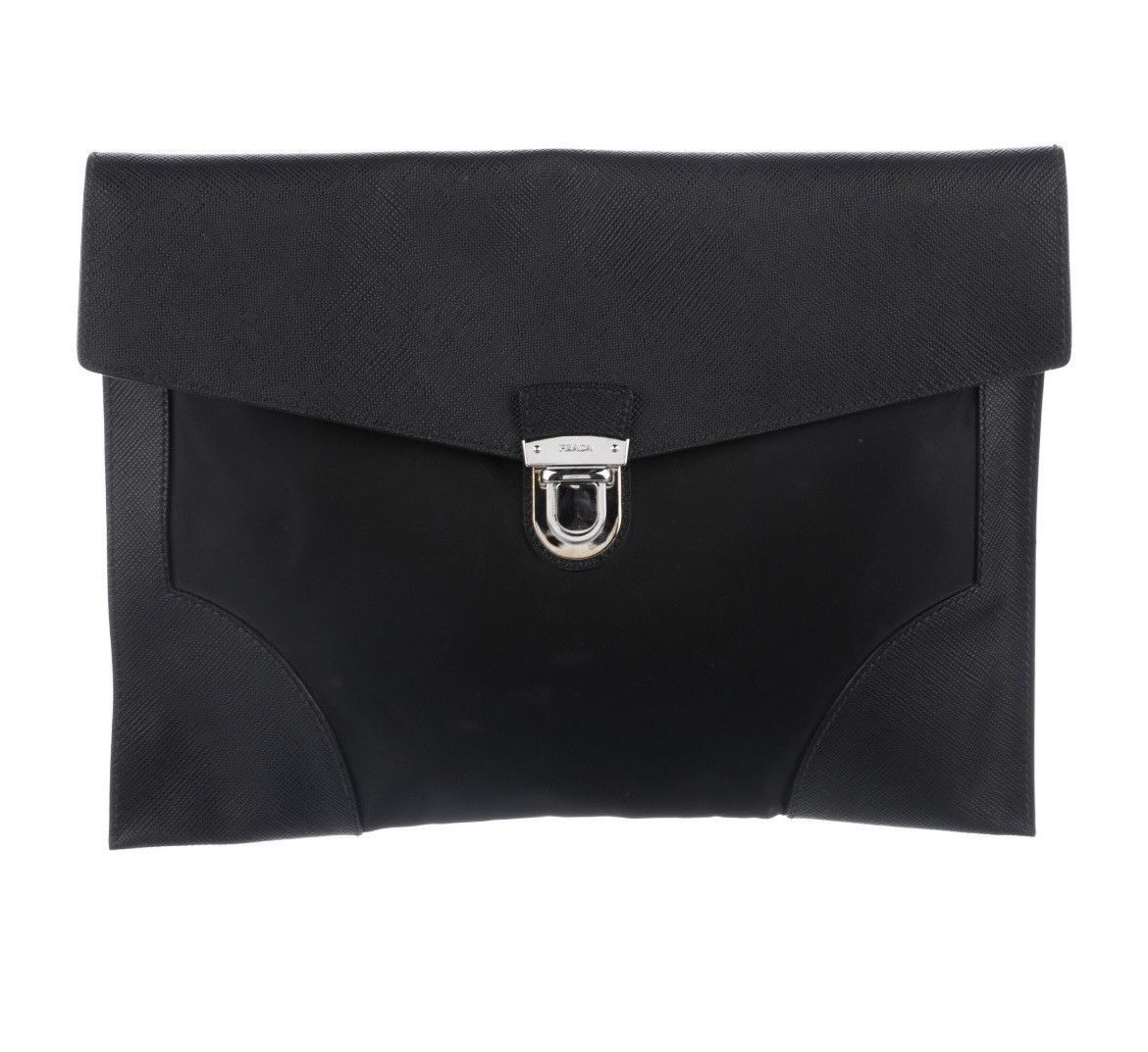 Prada PRADA Saffiano Cuir-Trimmed Tessuto Pouch Size ONE SIZE - 1 Thumbnail