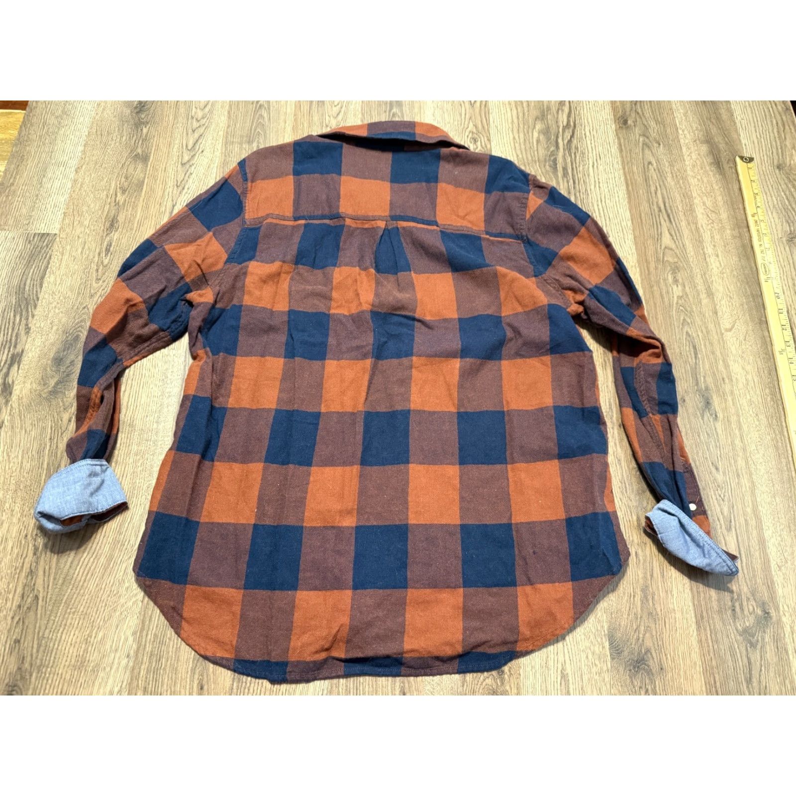Flag & Anthem Flag & Anthem Shirt XL Men's Blue Orange Plaid Long Sleeve Button-Up Size XL / US 12-14 / IT 48-50 - 2 Thumbnail