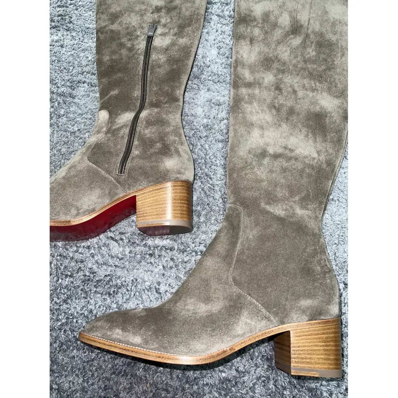 Christian Louboutin Christian Louboutin Gazellou 55 Silex Grey Suede Knee High Size US 5 / IT 35 - 7 Thumbnail