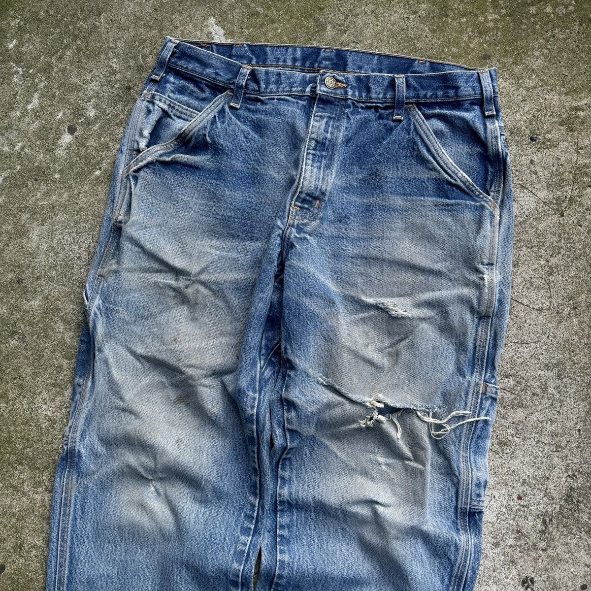 Vintage 90s Faded Thrashed Distressed Workwear Jeans ERD Grunge Size US 34 / EU 50 - 6 Thumbnail