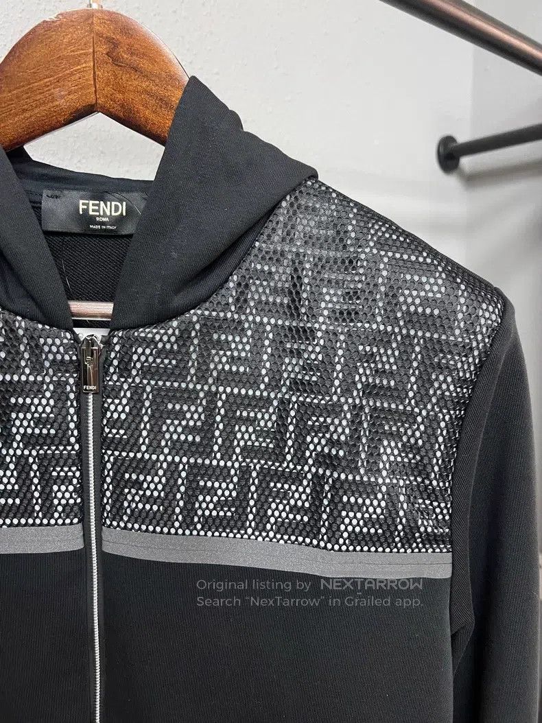 Fendi Fendi Black and Grey Openwork All-Over Printed Zip-Up Hood Size US XS / EU 42 / 0 - 3 Thumbnail