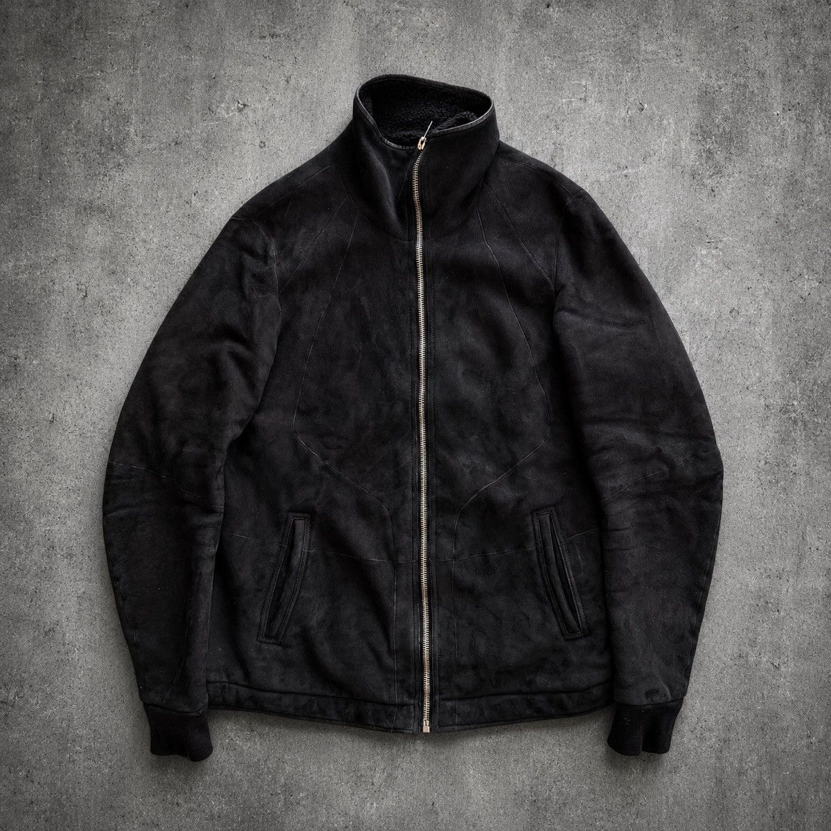 Rick Owens Rick Owens FW15 Intarsia Shearling Leather Jacket | Grailed