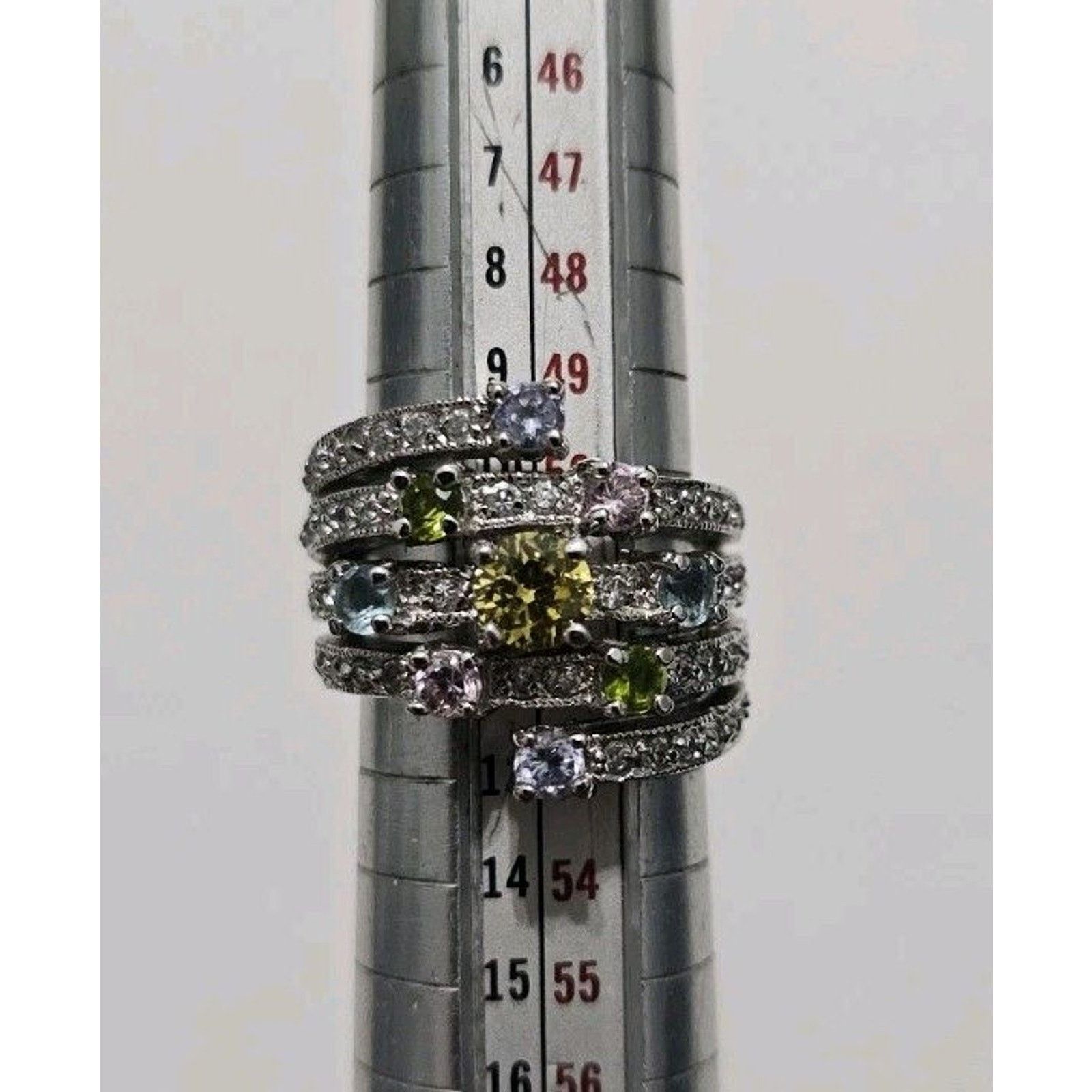 Other Rainbow Multi Stone Cocktail Ring Sterling Silver Size 6 Size ONE SIZE - 2 Thumbnail