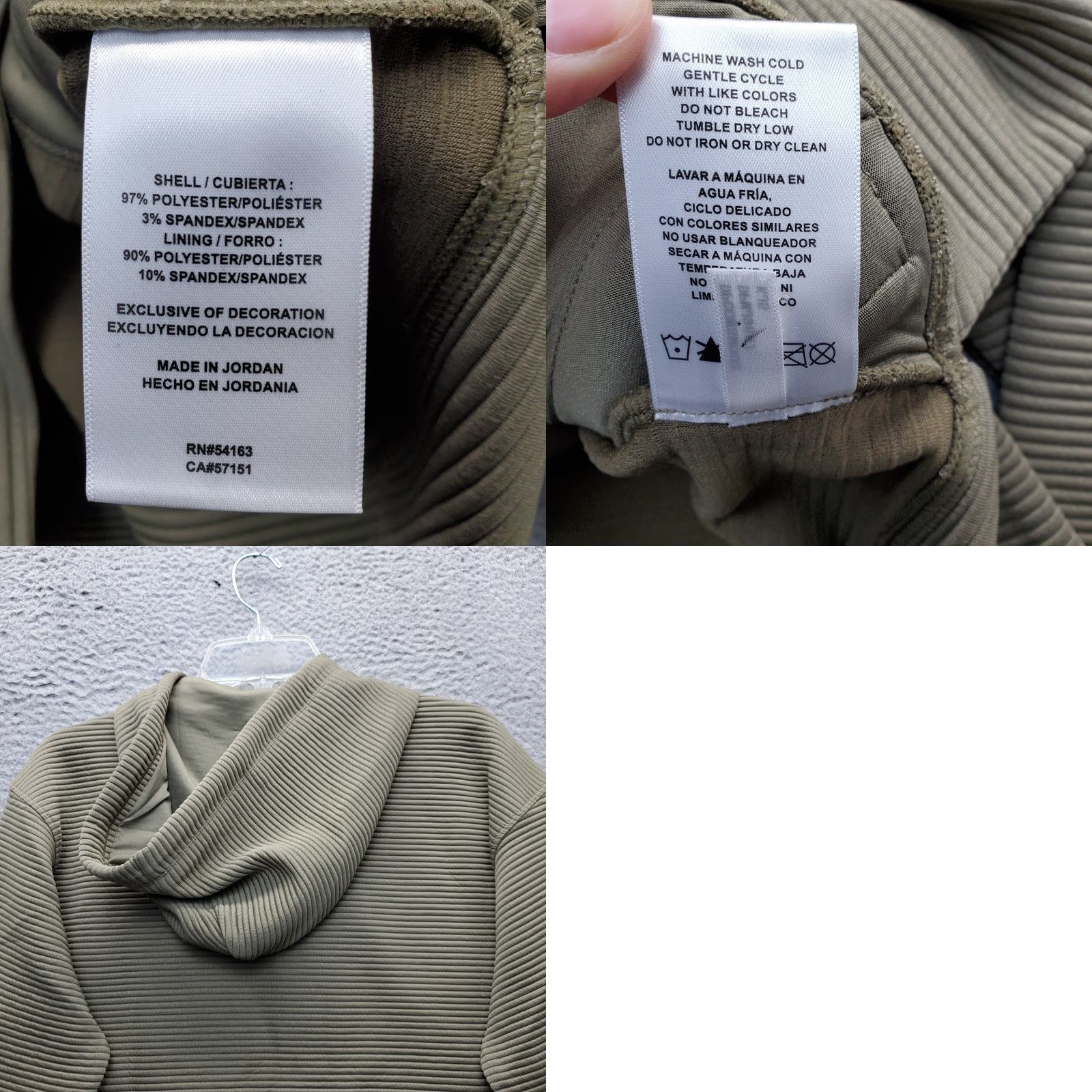 DKNY DKNY Womens Hooded Jacket Green Small - Size S - Pockets - Ribbed Soft Ottoman Tech - Casual Outerwear - Jacket Size S / US 4 / IT 40 - 8 Thumbnail