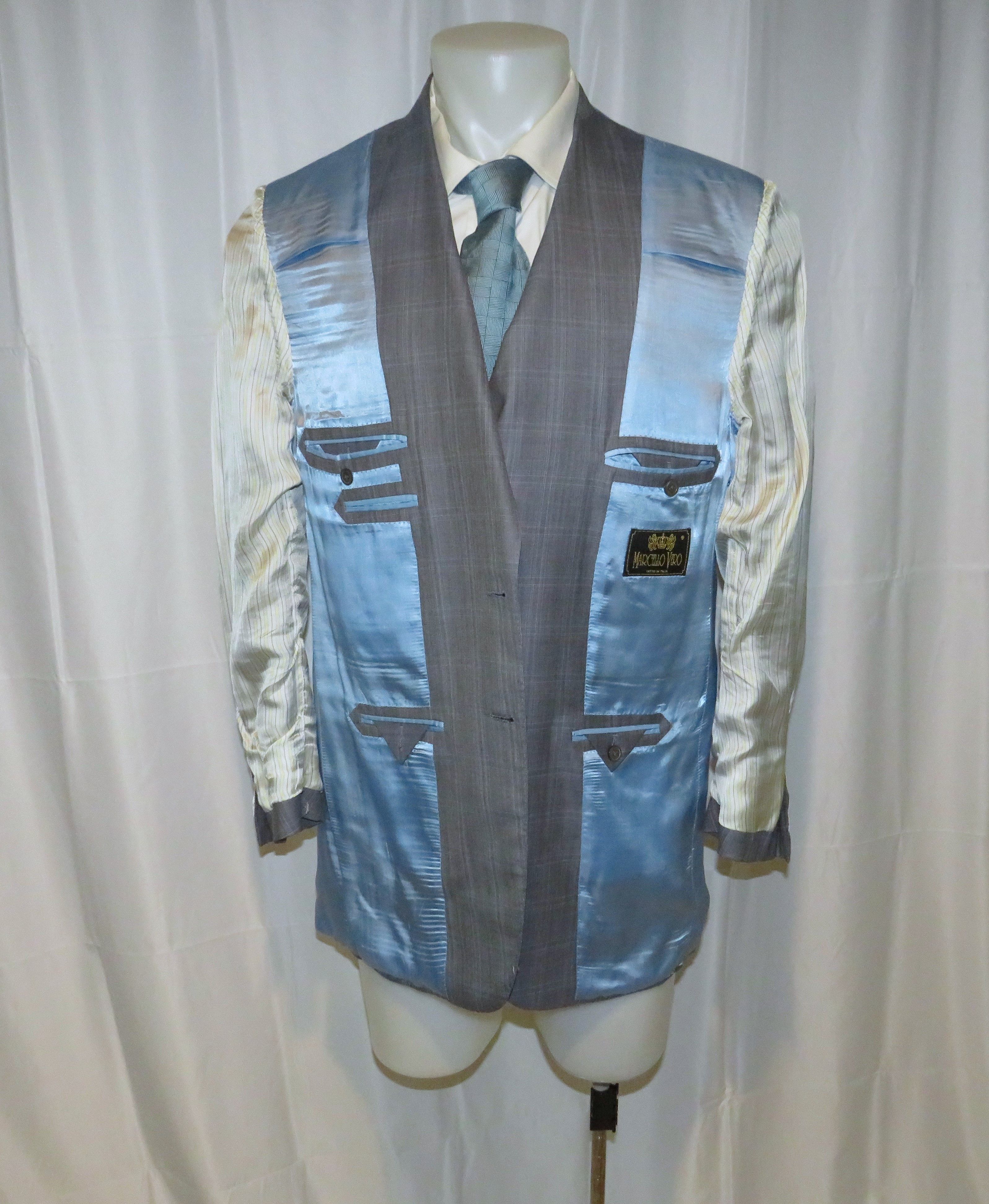 Other Marcello Vero x D'Avenza Gray Plaid Two Button Blazer 43R Size 44R - 11 Thumbnail