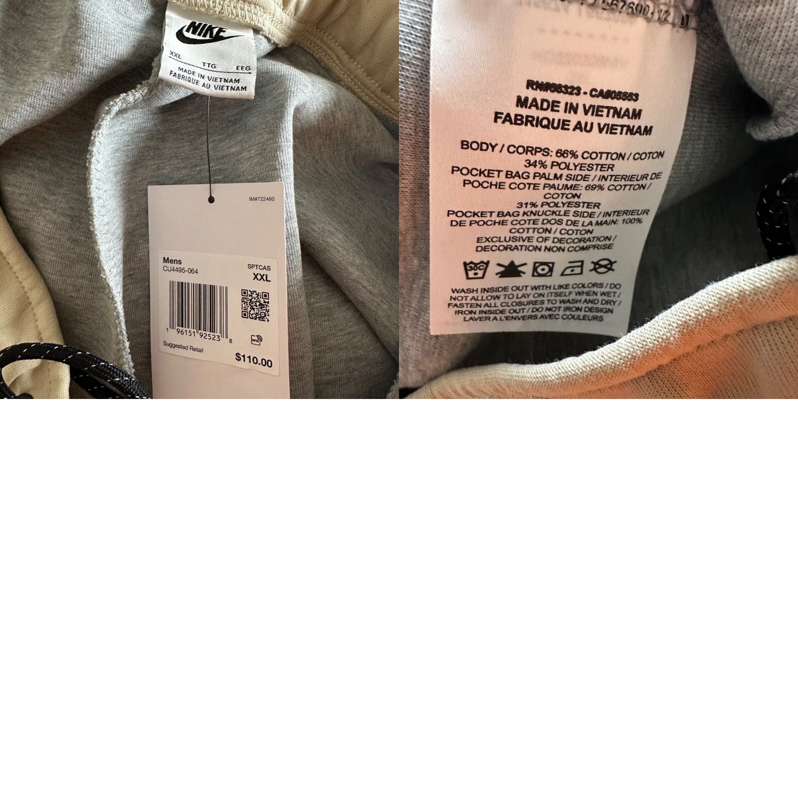 Nike Nike Tech Fleece Pants Mens 2XL Jogger Casual Activewear Beige Gray CU4495-064 Size US 39 - 8 Thumbnail