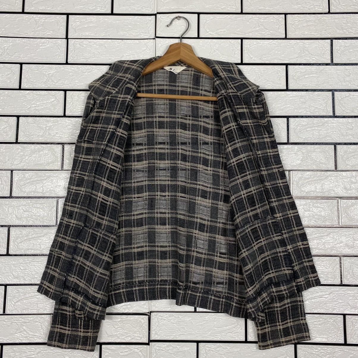Issey Miyake 📌Vintage Cropped Button Jacket Corsa Tartan Design Check Size US M / EU 48-50 / 2 - 14 Thumbnail
