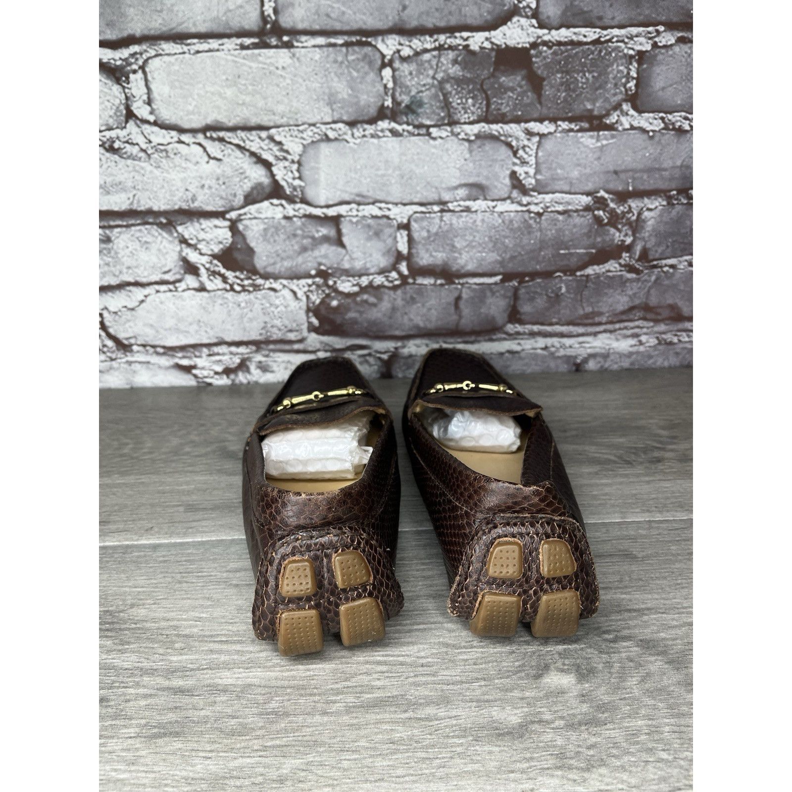 Cole Haan COLE HAAN Dark Mocha Brown Leather Python Print Shelby Flats Size US 7.5 / IT 37.5 - 6 Thumbnail
