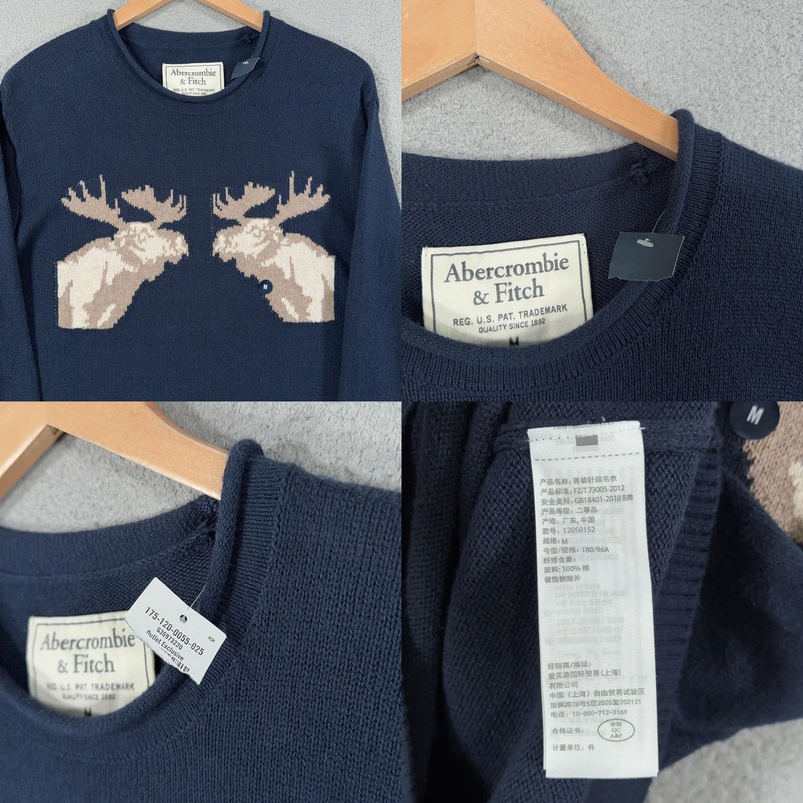 Abercrombie & Fitch Abercrombie & Fitch Sweater Mens Medium Big Moose Elk Graphic Crewneck Pullover Size US M / EU 48-50 / 2 - 8 Thumbnail