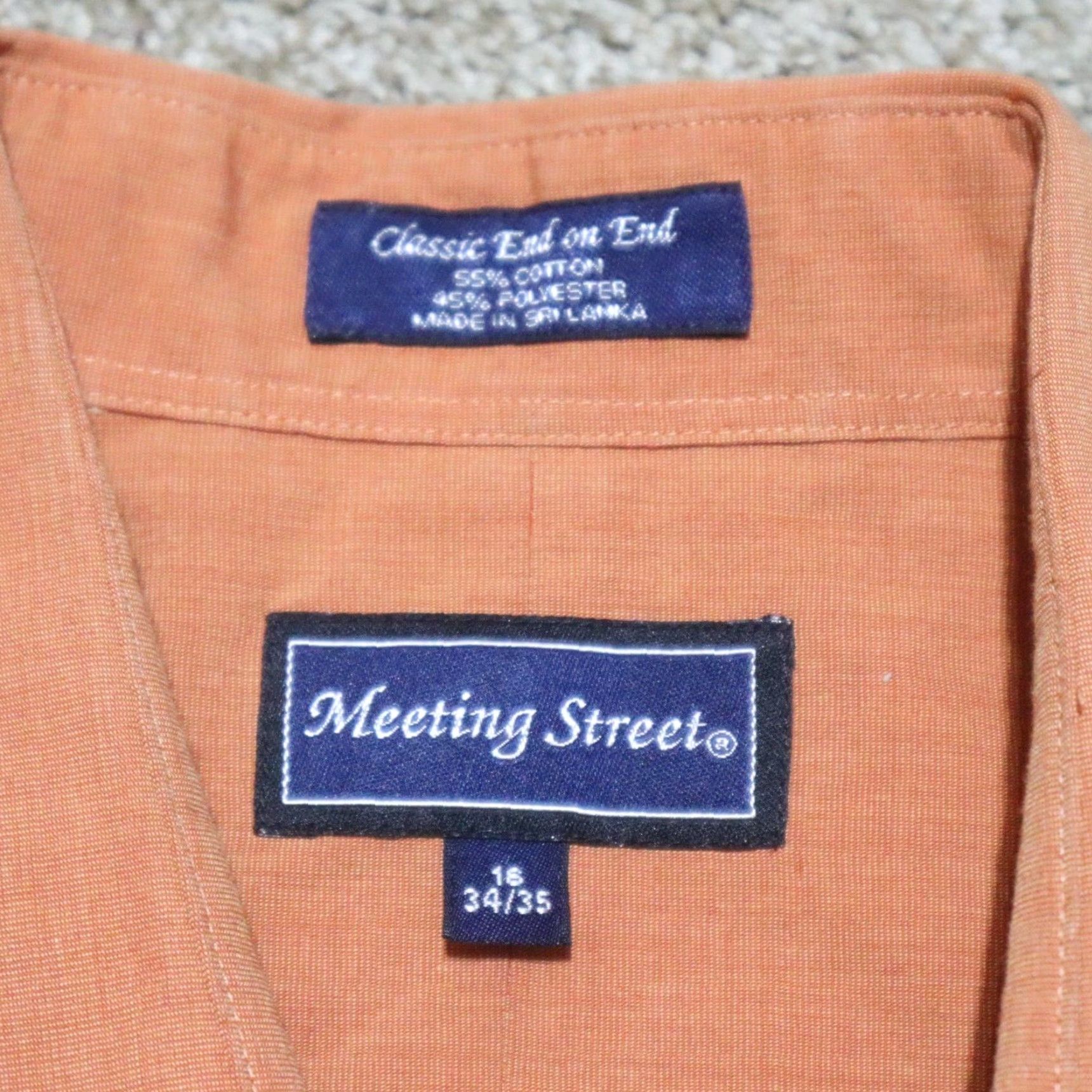 Vintage Meeting Street Shirt Men 16 34/35 Orange Button-Down Long Sleeve Cotton Blend Check Vintage? No Size 42R - 3 Thumbnail
