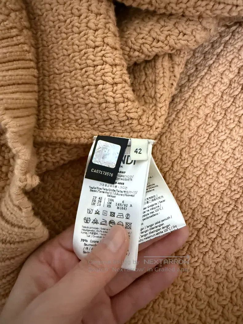 Fendi Fendi Khaki knit cardigan with classic striped design Size S / US 4 / IT 40 - 5 Thumbnail