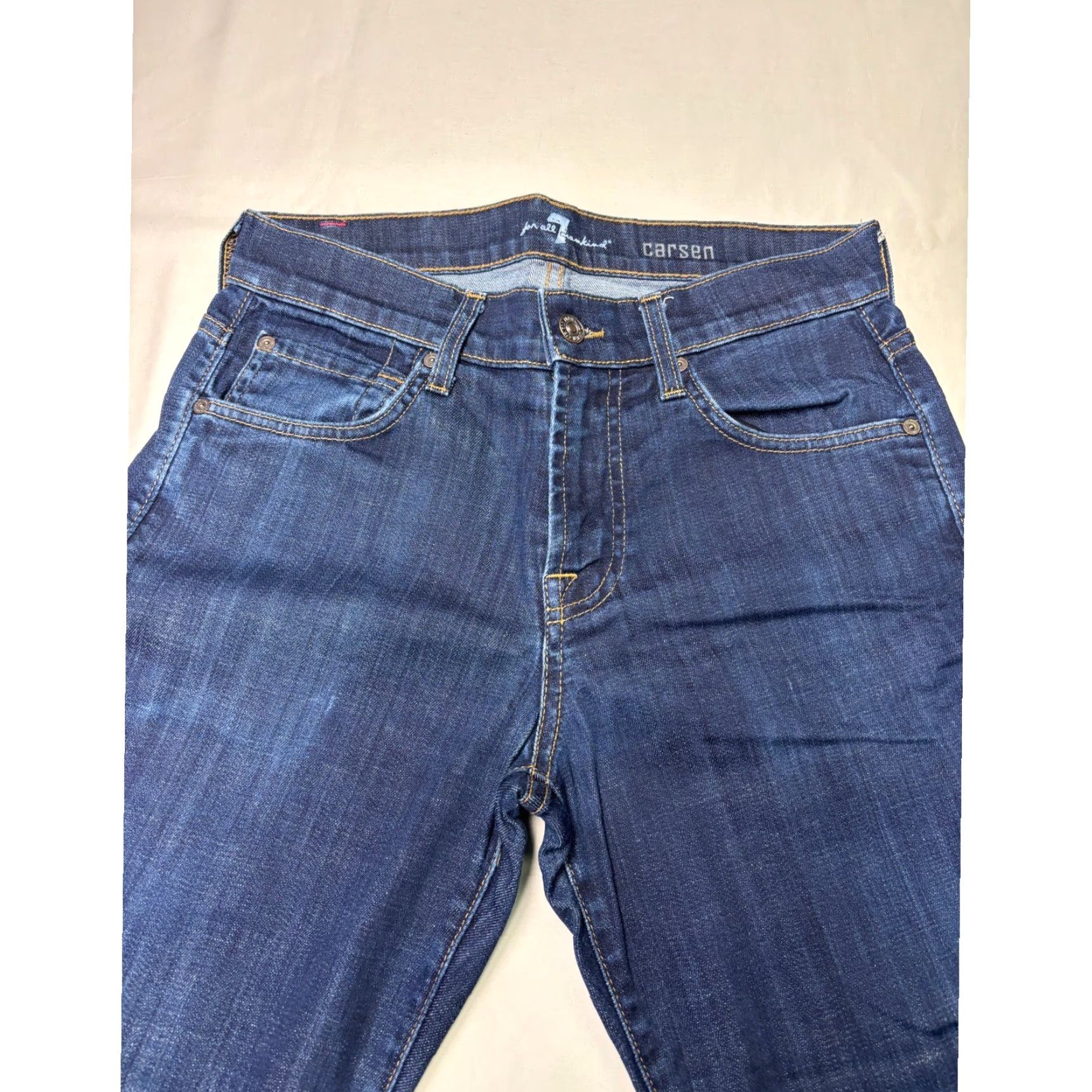 7 For All Mankind 7 For All Mankind Carsen Jeans Dark Wash Straight Leg Mens 29x27 Denim Cotton Blend Stretch USA Made USA Size US 29 - 2 Thumbnail