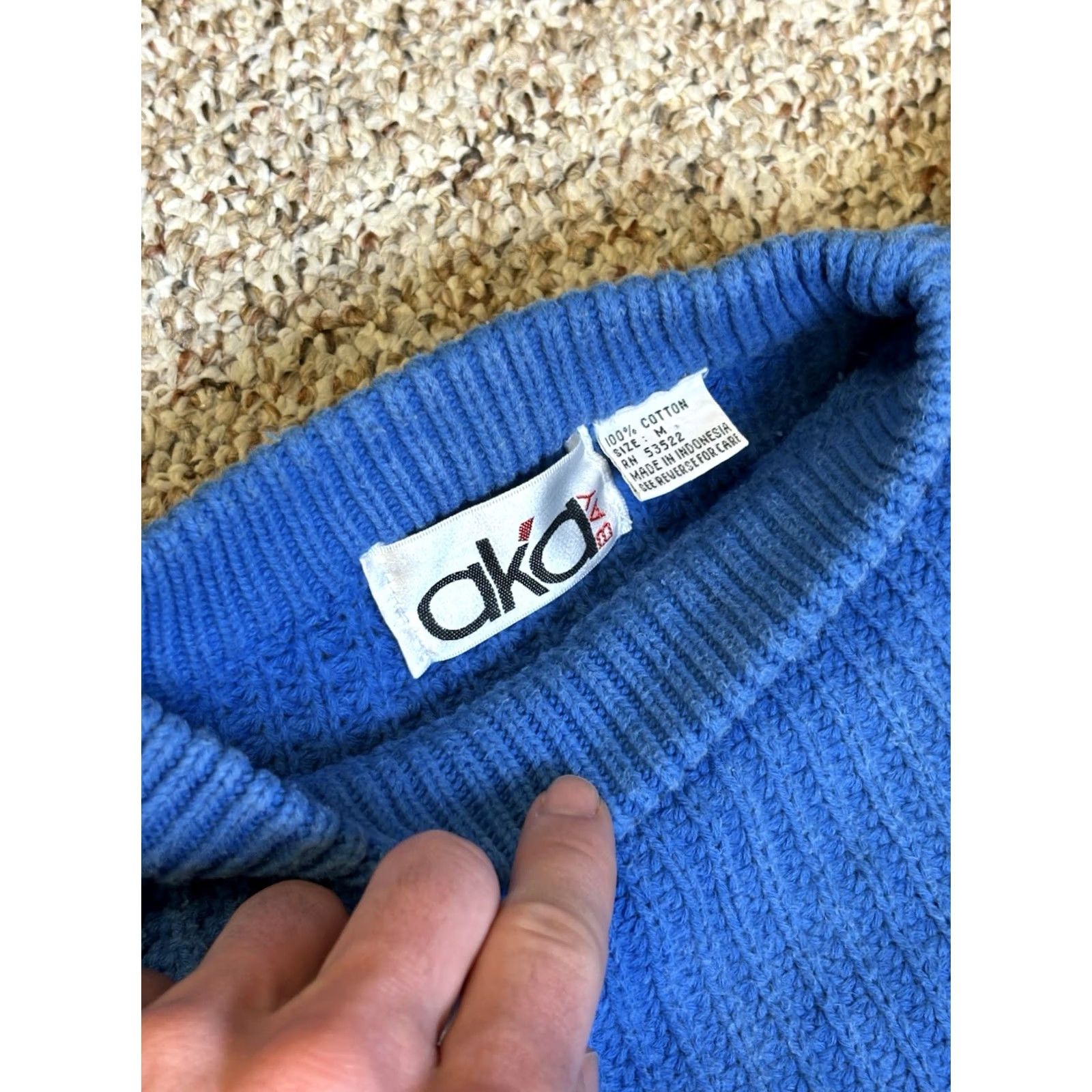 Vintage VINTAGE Aka Bay Thick Knit Blue Pullover Sweater 100% Cotton • Size Medium Men Regular Crew Neck Long Sleeve Knit Pullover 90s Size US M / EU 48-50 / 2 - 4 Thumbnail