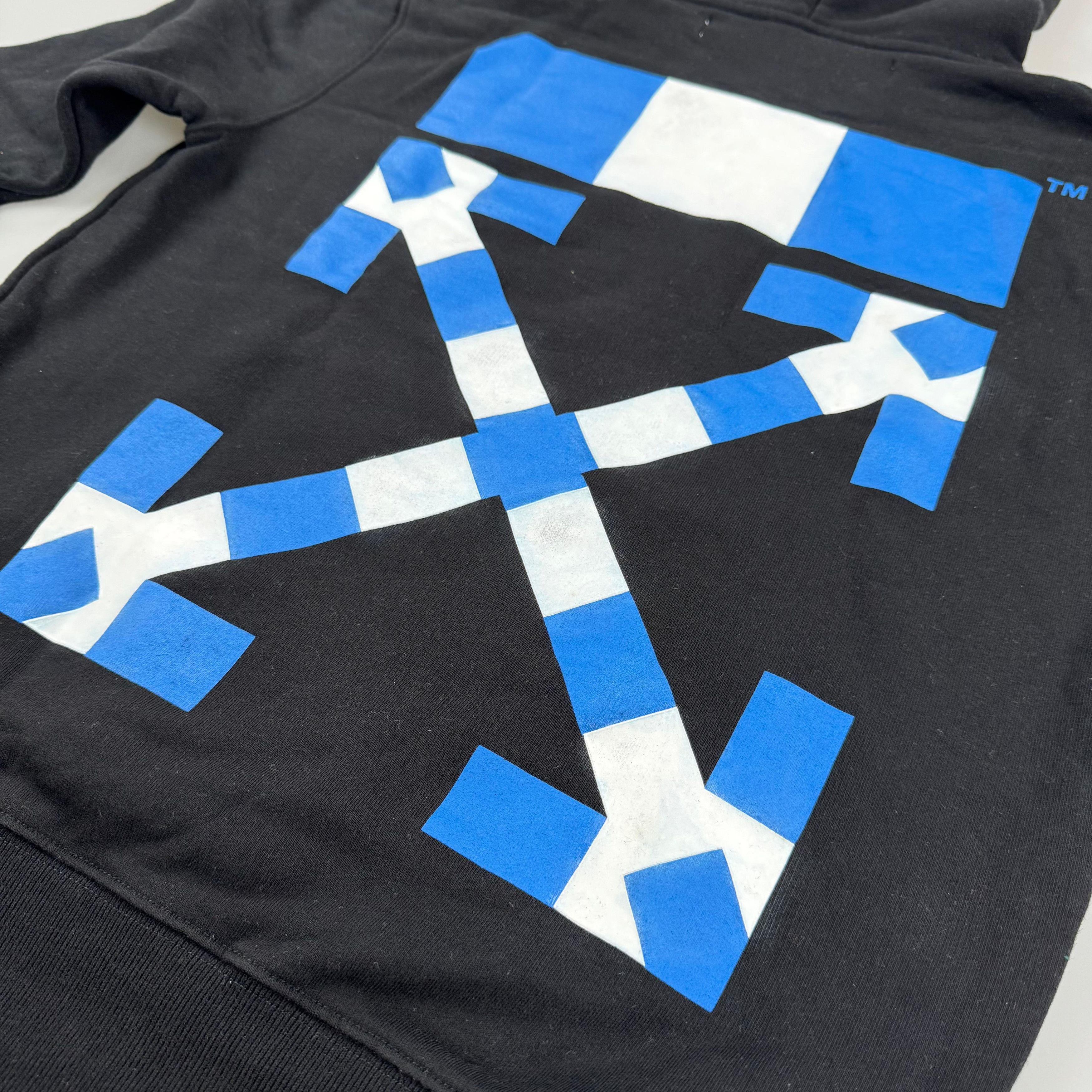 Off-White Black and Blue Checkered Arrows Logo Hoodie Size S / US 4 / IT 40 - 4 Thumbnail