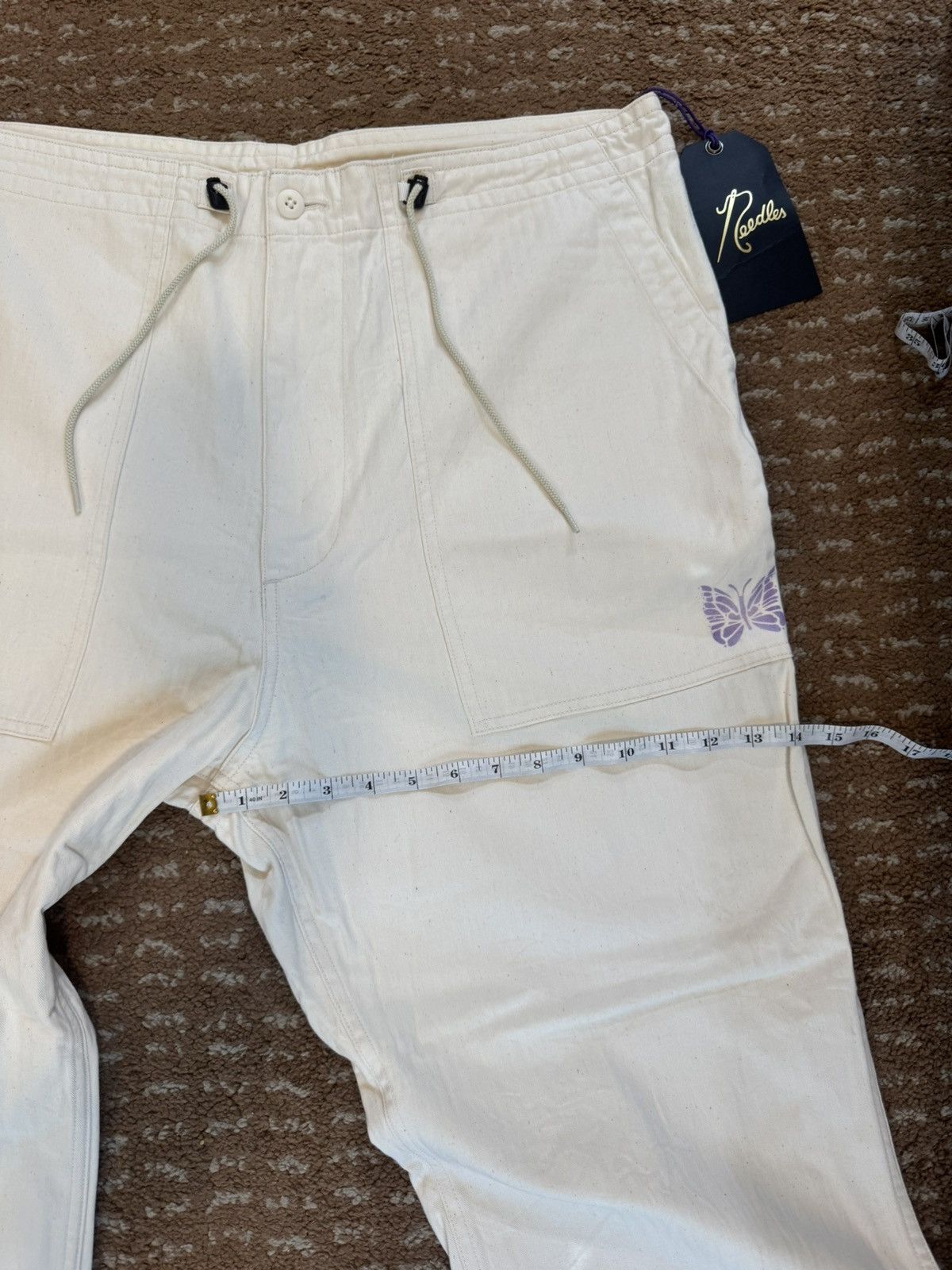 Needles Needles Herringbone String Fatigue Trousers in Off-White Size US 40 / EU 56 - 7 Thumbnail
