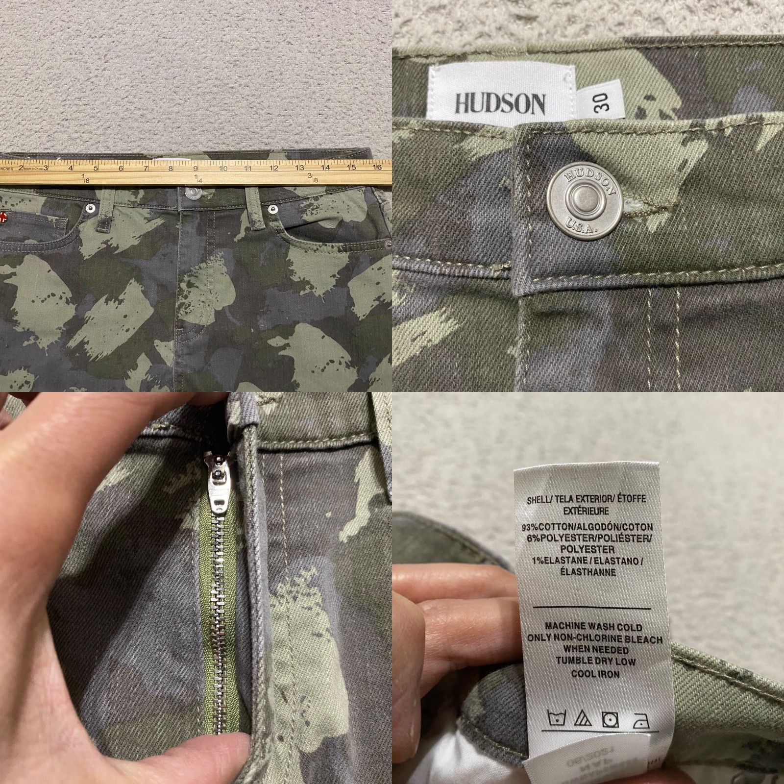 American Eagle Outfitters Hudsone Womens Shorts sz 30 Jean Green Camouflage Denim Gracie Mid Rise Cut-Off Size 30" / US 8 / IT 44 - 8 Thumbnail